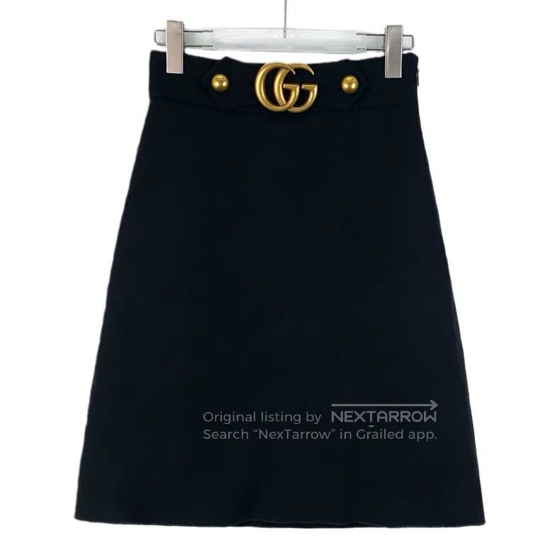 Gucci Gucci Black logo wool casual skirt short skirt Size 25" / US 0 / IT 36 - 1 Thumbnail