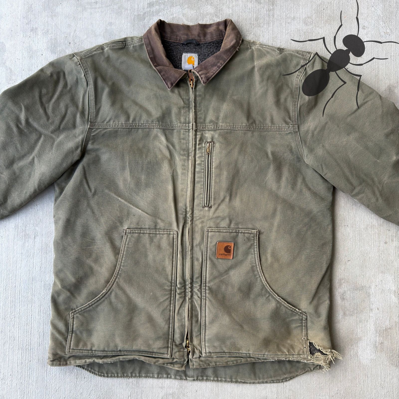 Carhartt × Vintage Carhartt C61 ARG green chore Sherpa work wear jacket Size US L / EU 52-54 / 3 - 3 Thumbnail