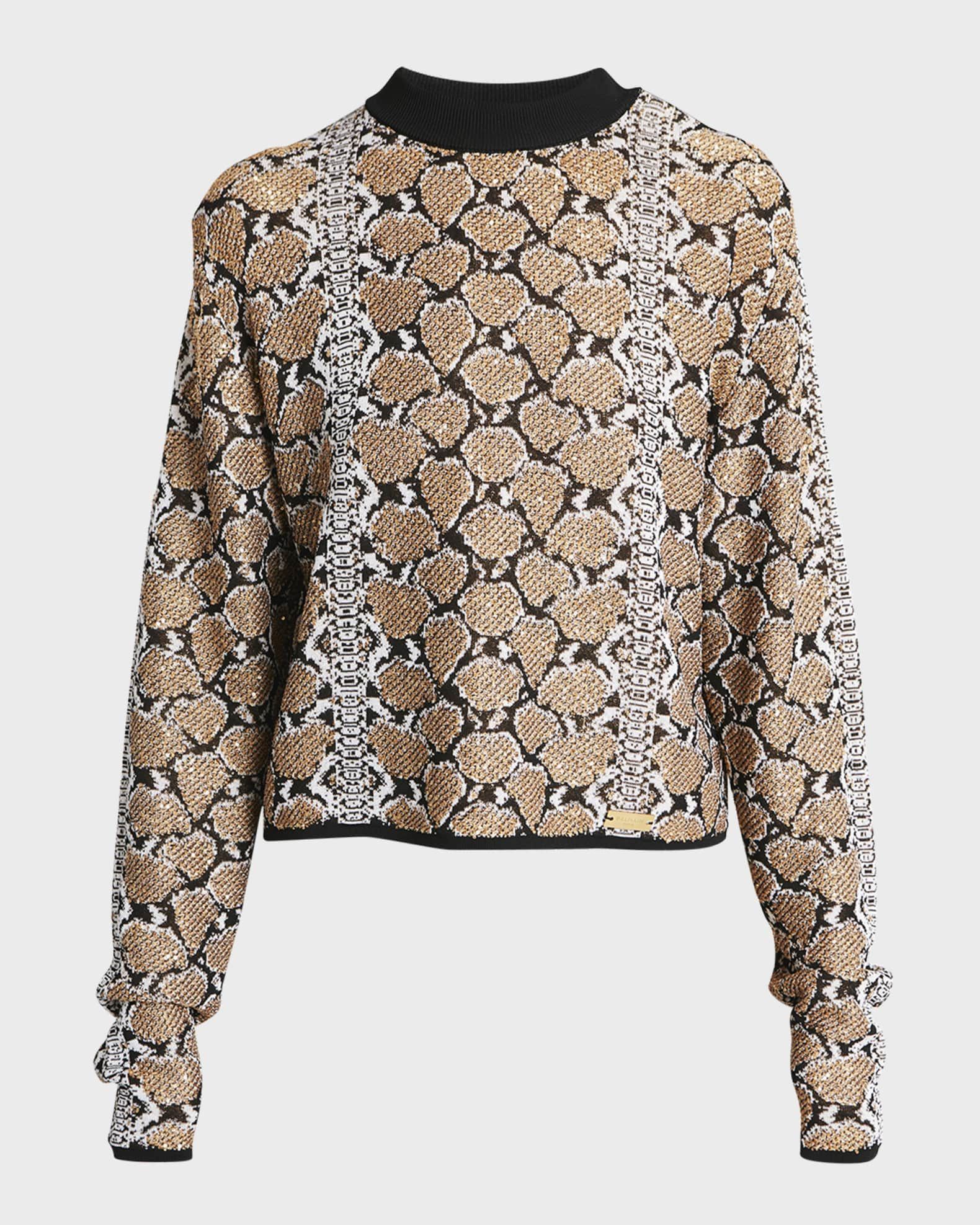 Balmain o1s1wg110825 Python Knit Sweatshirt in Brown Size XL / US 12-14 / IT 48-50 - 1 Thumbnail