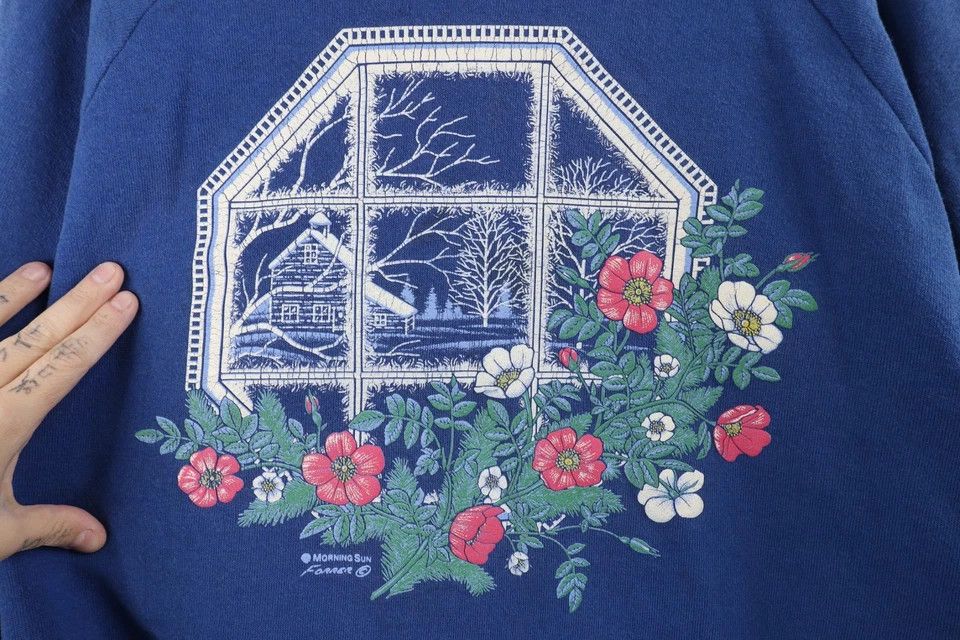 Vintage Vintage 90s Streetwear Country Flower Sweatshirt USA Size L / US 10 / IT 46 - 4 Thumbnail