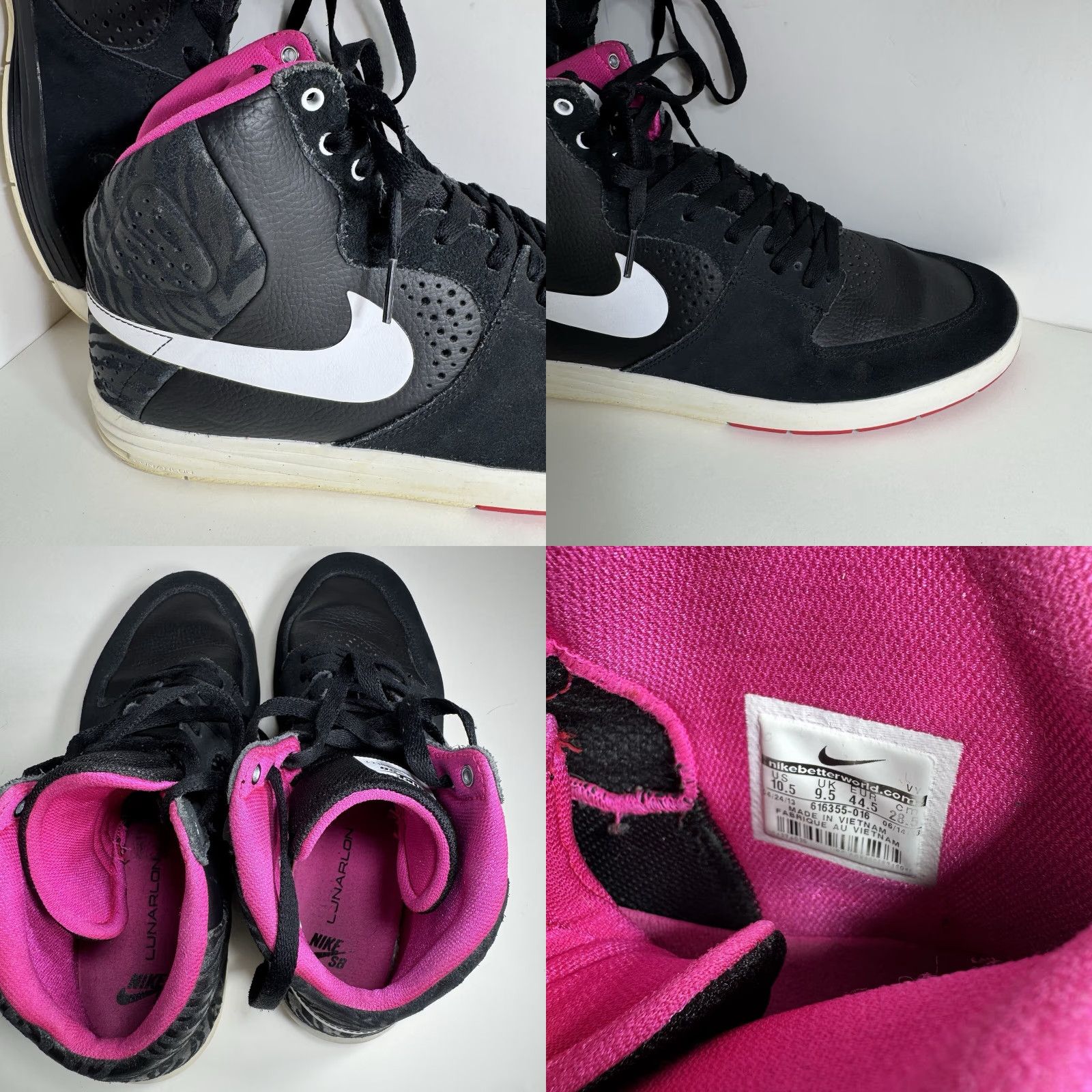 Nike VINTAGE Nike Paul Rodriguez 7 Hi SB Mens Size 10.5 616355-016 Black Pink Foil Sneakers Size US 10 / EU 43 - 8 Thumbnail