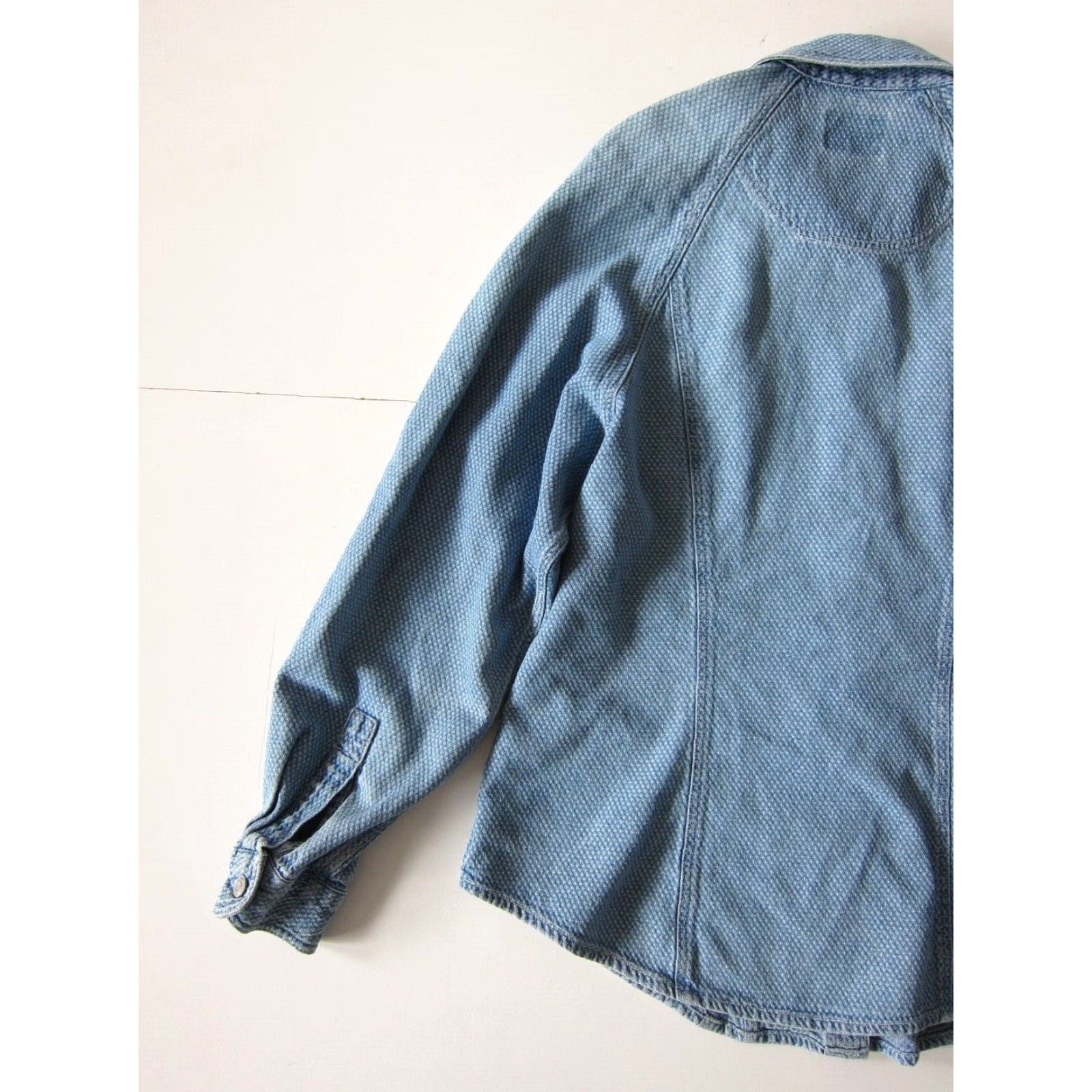Dockers VINTAGE Dockers 100% Textured Cotton Button Down Long Sleeve Denim Jean Shirt M Size M / US 6-8 / IT 42-44 - 6 Thumbnail