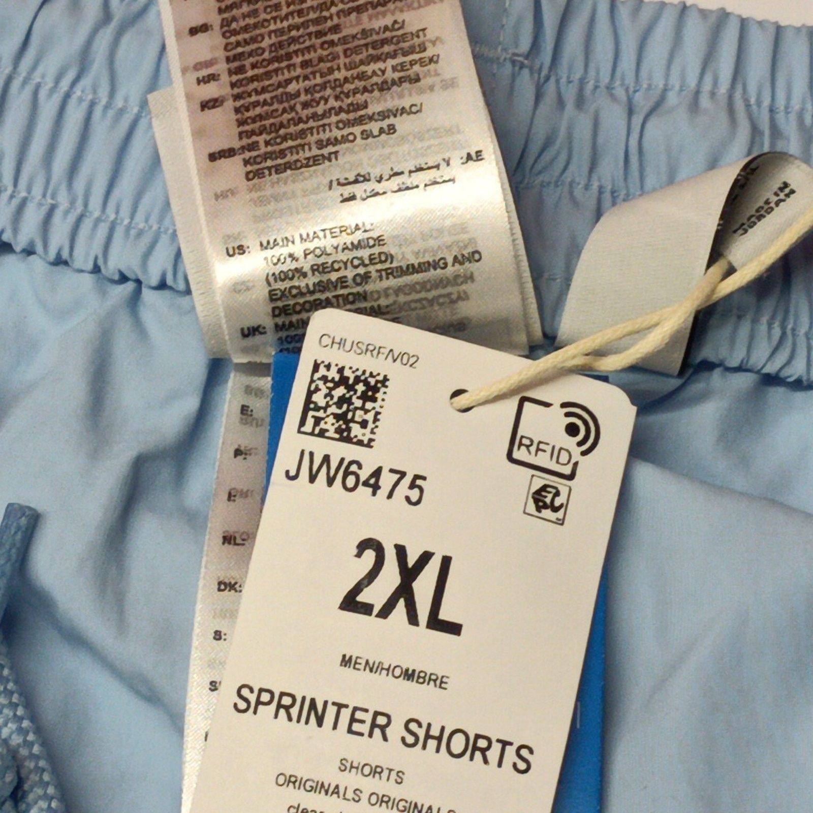 Adidas Adidas Men's Size 2XL Sprinter Shorts Sky Blue Zip Pockets Size US 40 / EU 56 - 4 Thumbnail