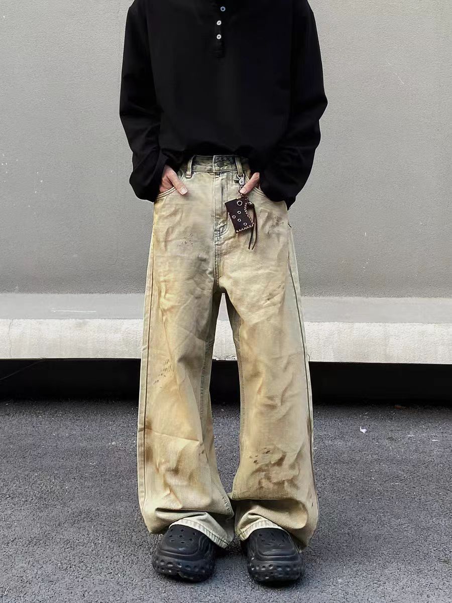 Designer × Jean × Vintage Vintage yellow clay graffiti machete baggy jeans Size US 34 / EU 50 - 4 Thumbnail