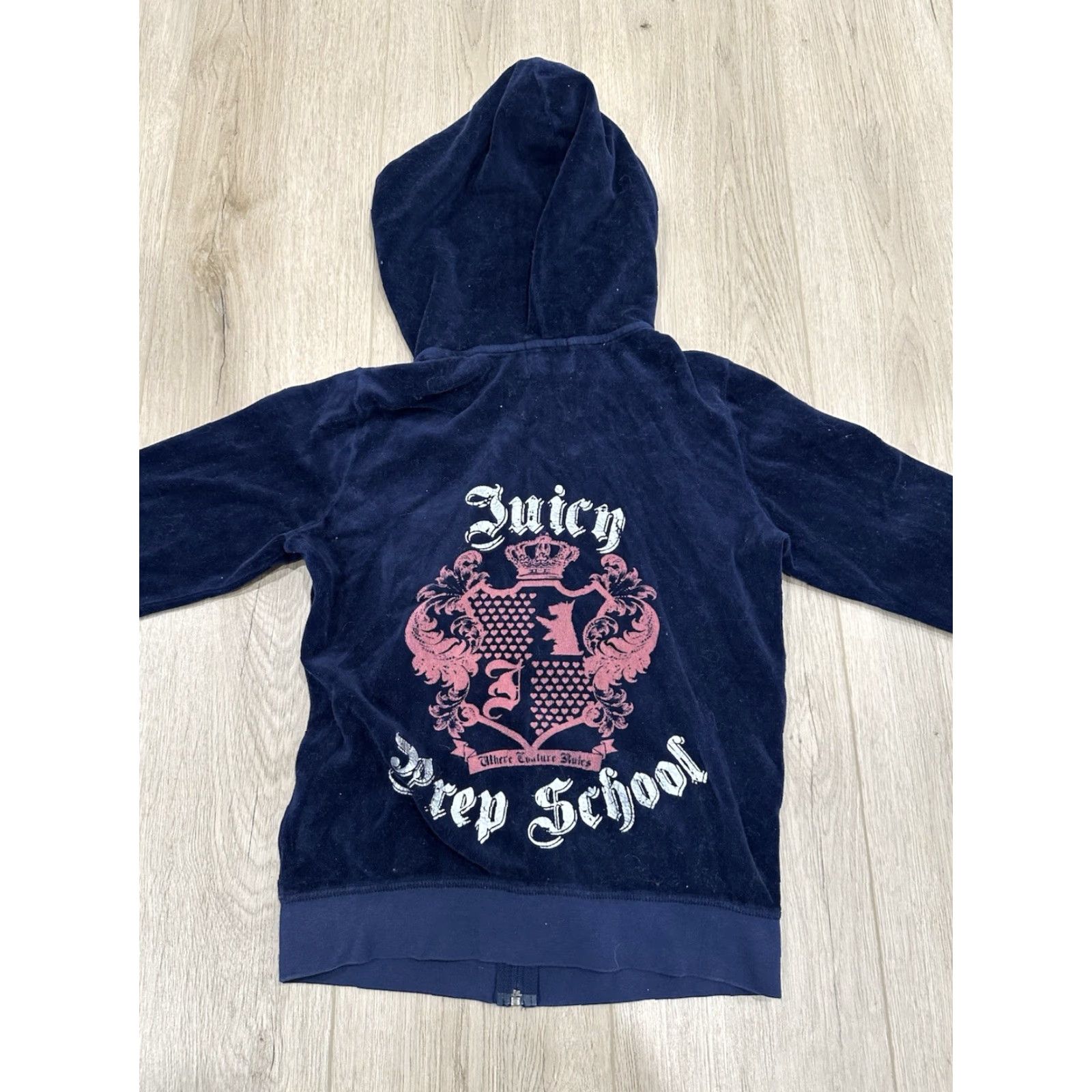 Juicy Couture VINTAGE Juicy Couture Prep School Navy Velour Zip Up Jacket Women’s Medium Size M / US 6-8 / IT 42-44 - 3 Thumbnail