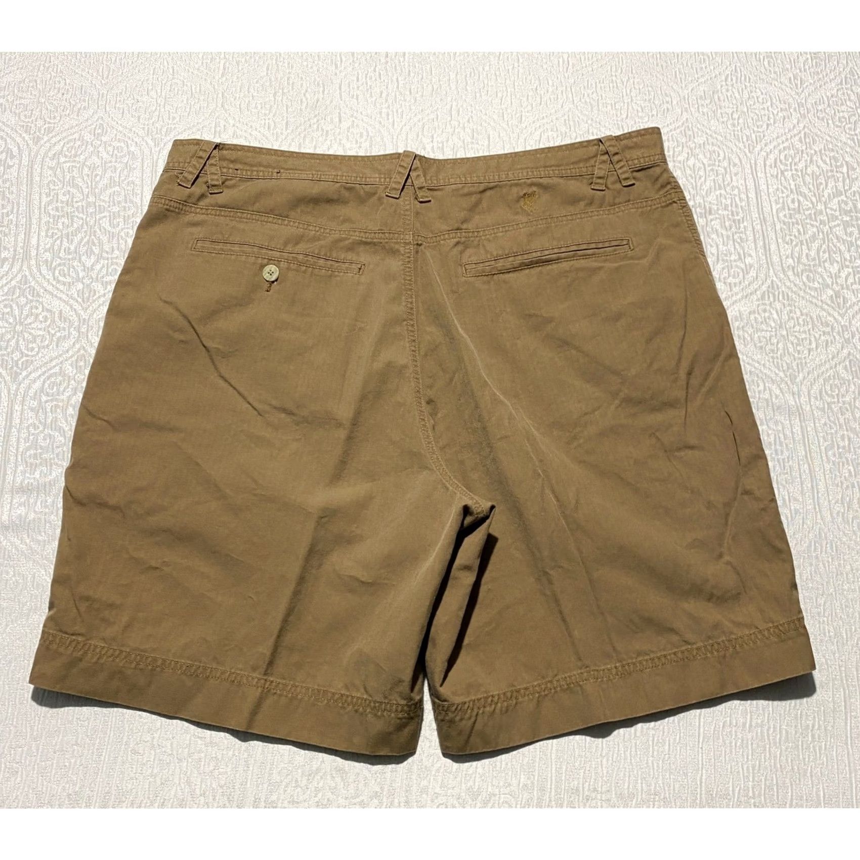 Vintage Ashworth Mens 40 W Khaki Brown 100% Cotton Flat Front Golf Chino Shorts Classic Size US 40 / EU 56 - 2 Thumbnail