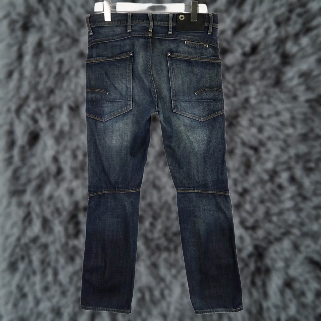 G-STAR Jeans Men's W32/L32 Regular Blue Faded Whiskers Button Fly Logo Classic Denim Jeans Mens Regular Fit