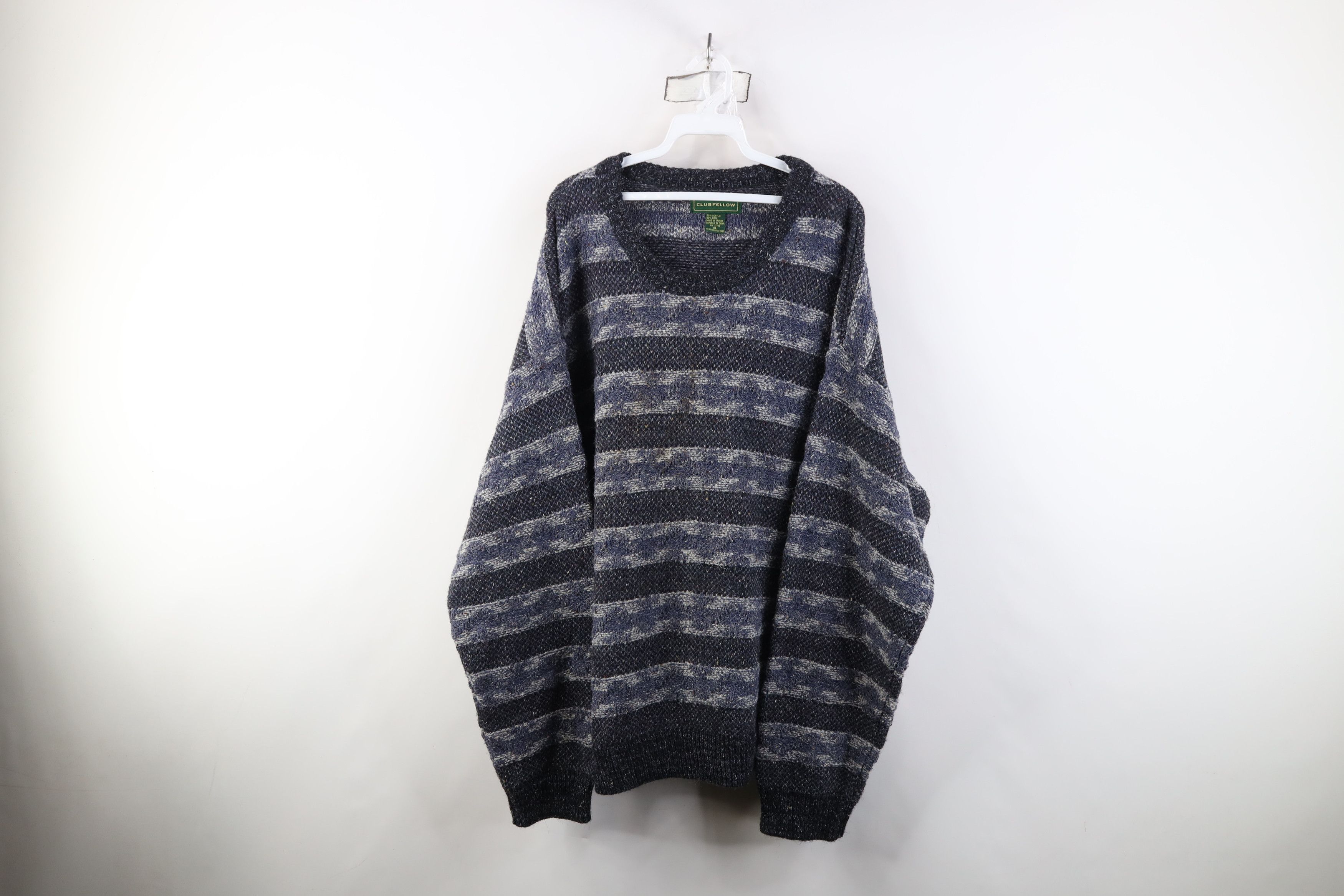 Vintage Vintage 90s Streetwear Fleck Striped Wool Blend Knit Sweater Size US XL / EU 56 / 4 - 1 Thumbnail