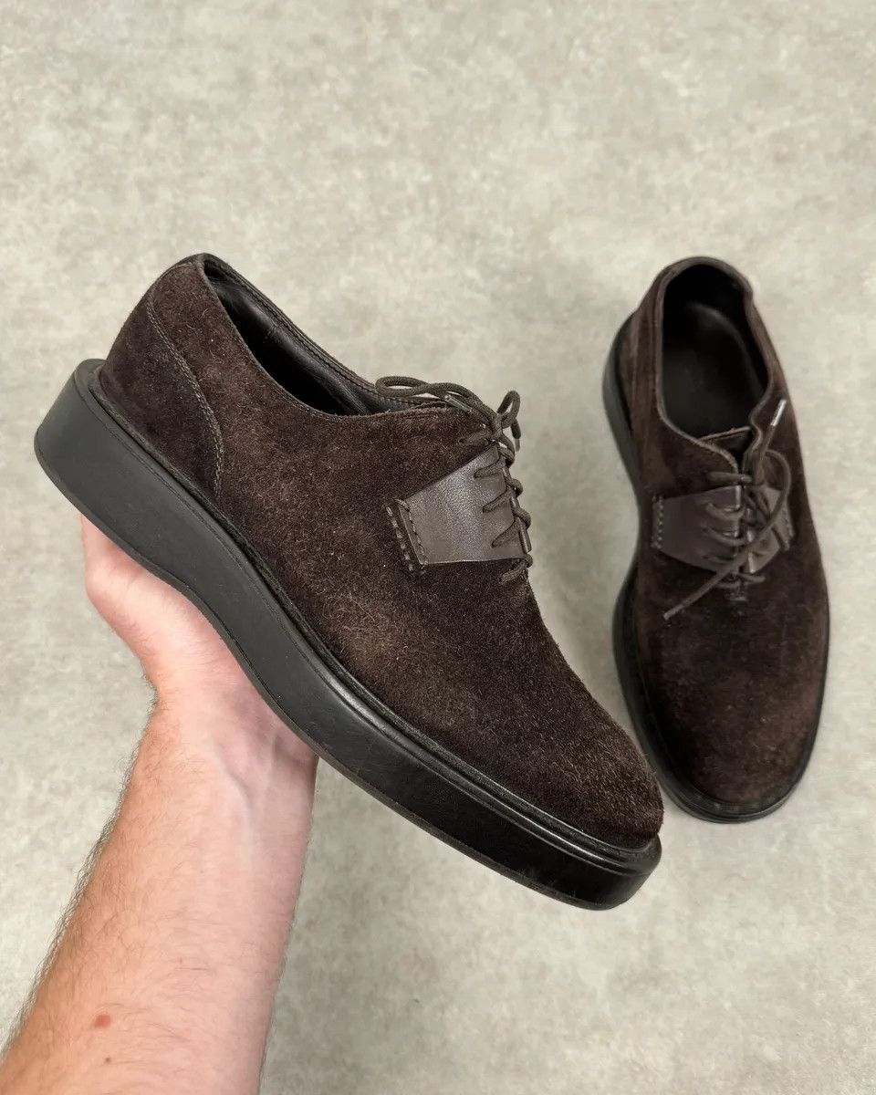 Bottega Veneta Bottega Veneta Brown Suede Derby Shoes Size US 7 / EU 40 - 1 Thumbnail
