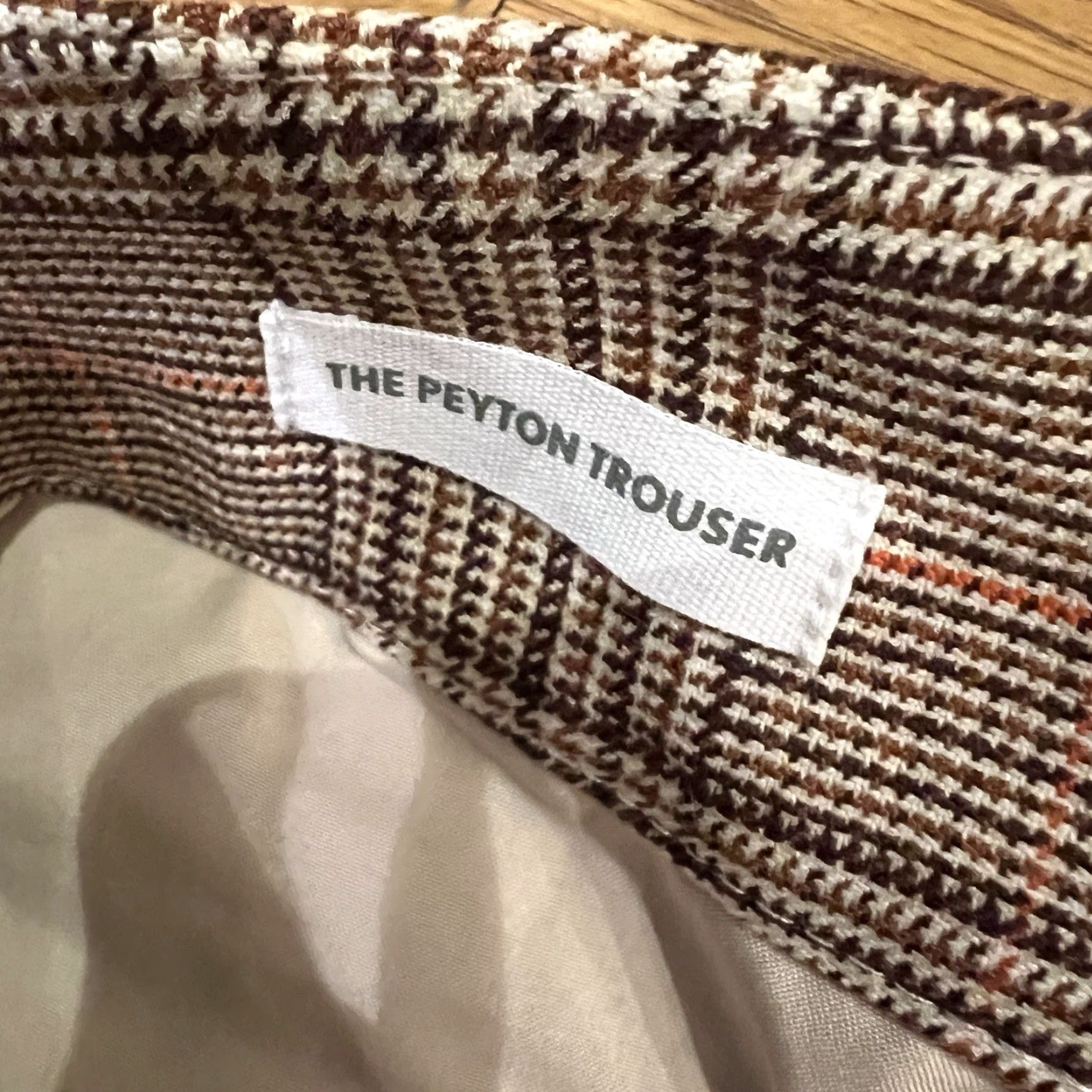 Loft Loft Peyton Pleated Front Houndstooth Plaid Wide Leg Dress Pants Women's Size 14 Beige Size 36" / US 14 / IT 50 - 5 Thumbnail