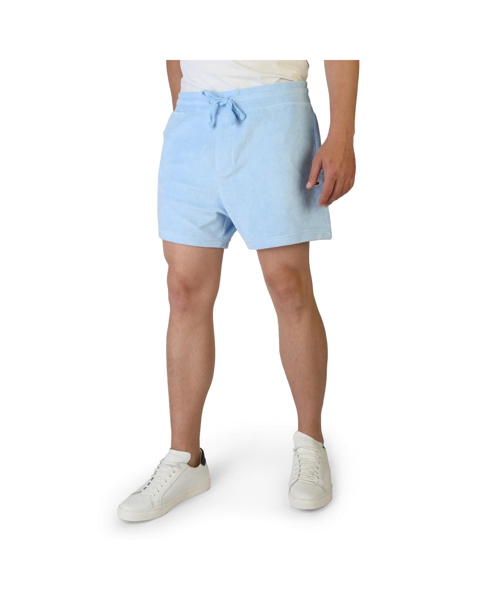 image of Tommy Hilfiger Cotton Blend Elastic Waistband Solid Colour Shorts in Blue, Men's (Size 28)