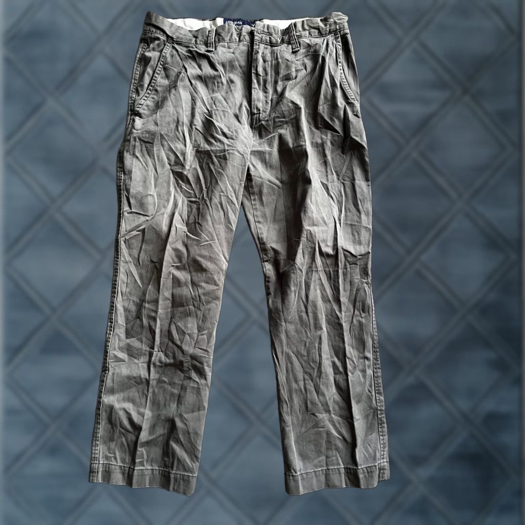 American Eagle Outfitters American Eagle Chino Pants Mens 36x28 Gray Solid Regular Fit Stretch Size US 36 / EU 52 - 1 Thumbnail