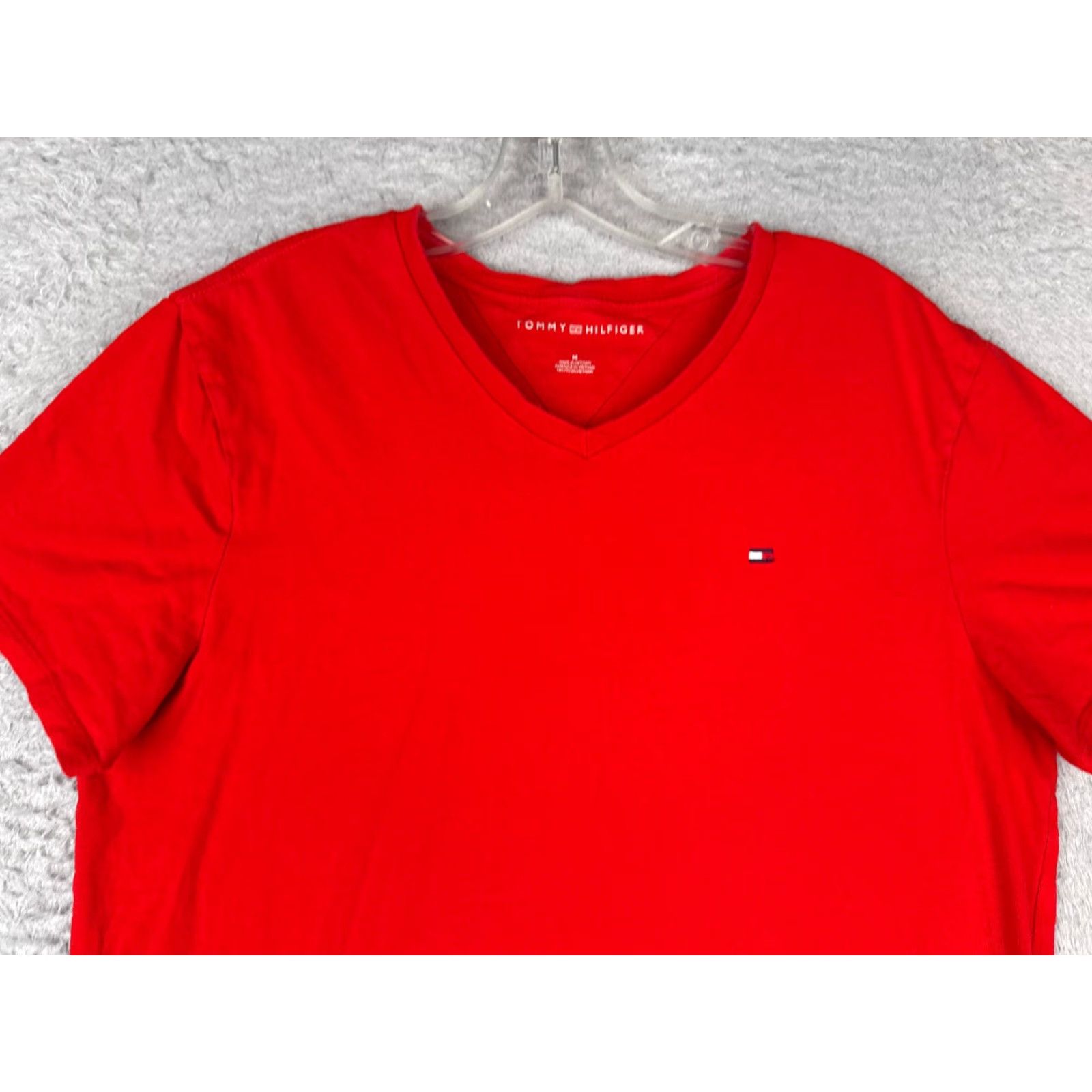 Tommy Hilfiger Tommy Hilfiger Shirt Adult Medium Red V-Neck 100% Cotton Short Sleeve Logo Size M / US 6-8 / IT 42-44 - 4 Thumbnail
