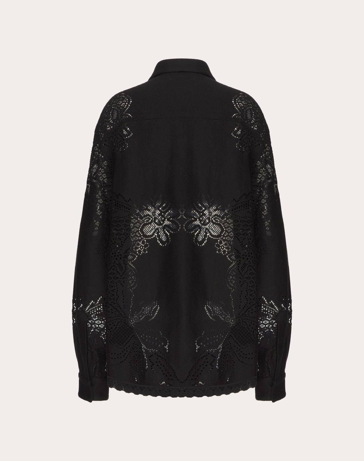 Valentino o1s1wg110525 Cotton Guipure Jardin Plat Overshirt in Black Size S / US 4 / IT 40 - 2 Thumbnail