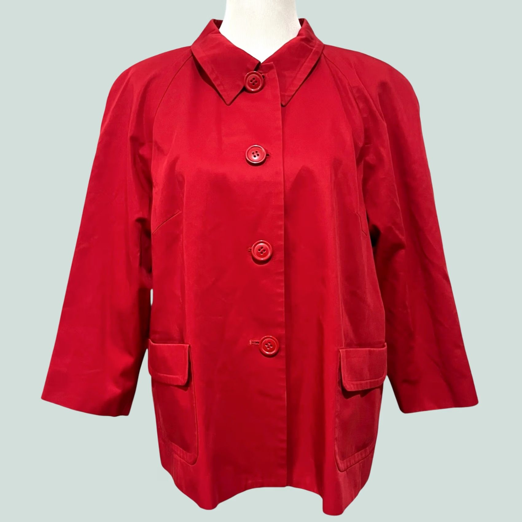 Talbots VINTAGE Talbots Jacket Red 100% Cotton Button Front Pockets Womens 18 Blazer Jacket Women 18 Red Solid Casual Business Travel Mens Womens Girls Size XXL / US 16-18 / IT 52-54 - 1 Thumbnail