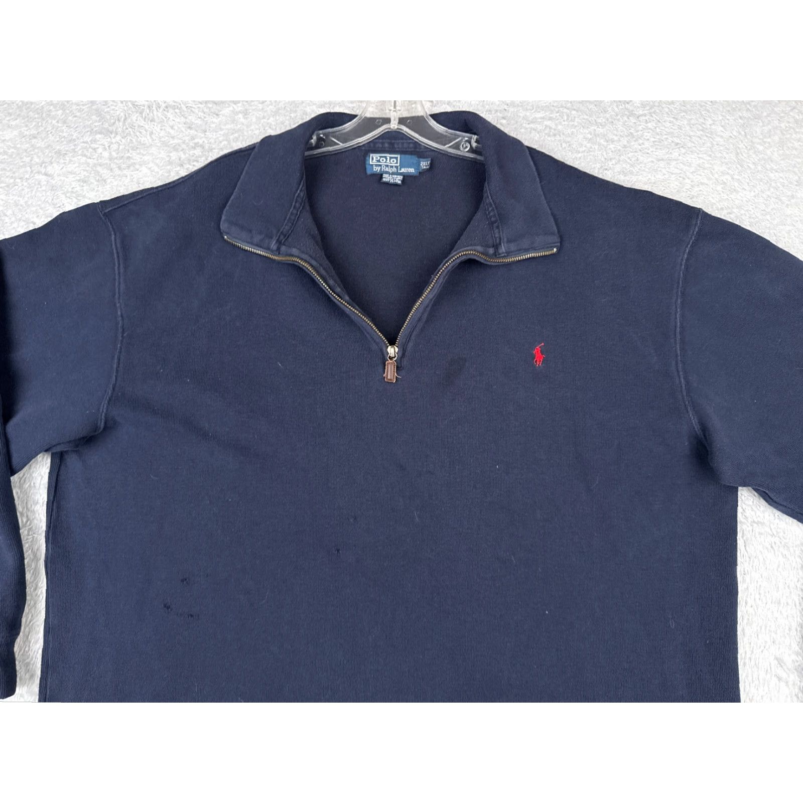 Ralph Lauren VINTAGE Polo Ralph Lauren Sweater Shirt Casual Men 2XLT Blue 1/4 Zip Mock Neck Pullover Embroidered Logo Chest 52 in Size US XXL / EU 58 / 5 - 4 Thumbnail