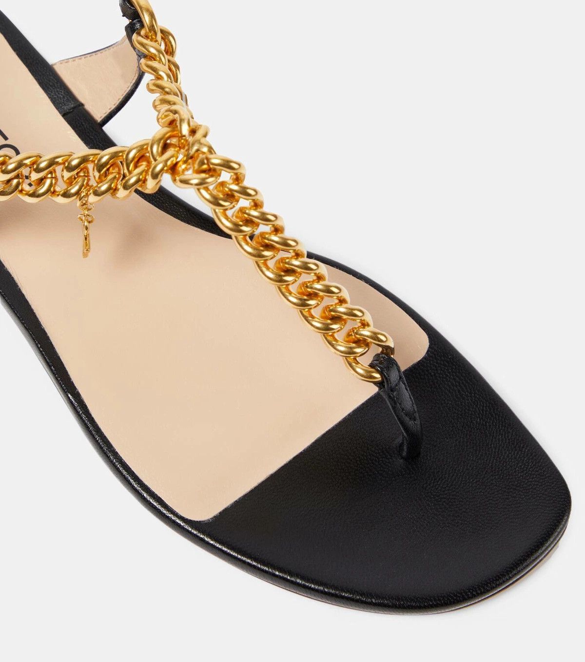 Tom Ford o1y0126 Ankle Strap Thong Sandals in Black/Gold Size US 7 / IT 37 - 4 Thumbnail