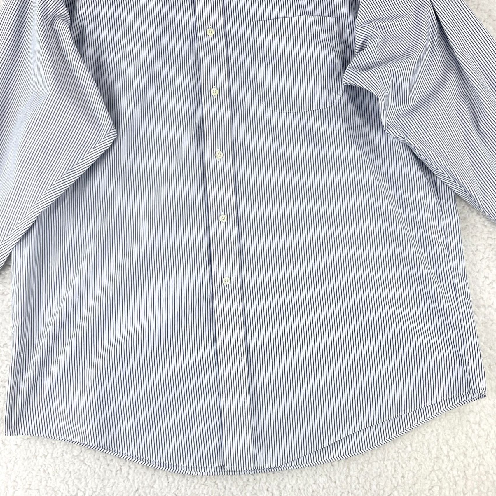 Brooks Brothers Brooks Brothers 346 Blue White Stripe Dress Shirt Mens Medium Cotton Button-Up Shirt Size 40R - 6 Thumbnail
