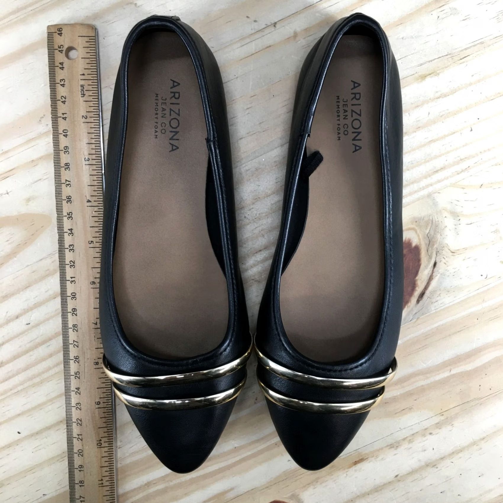 Vintage Arizona Jean Co. Shoes Womens 8.5 M Ballet Flats Black Pointed Toe Flat Casual Shoes Size 28" / US 6 / IT 42 - 7 Thumbnail