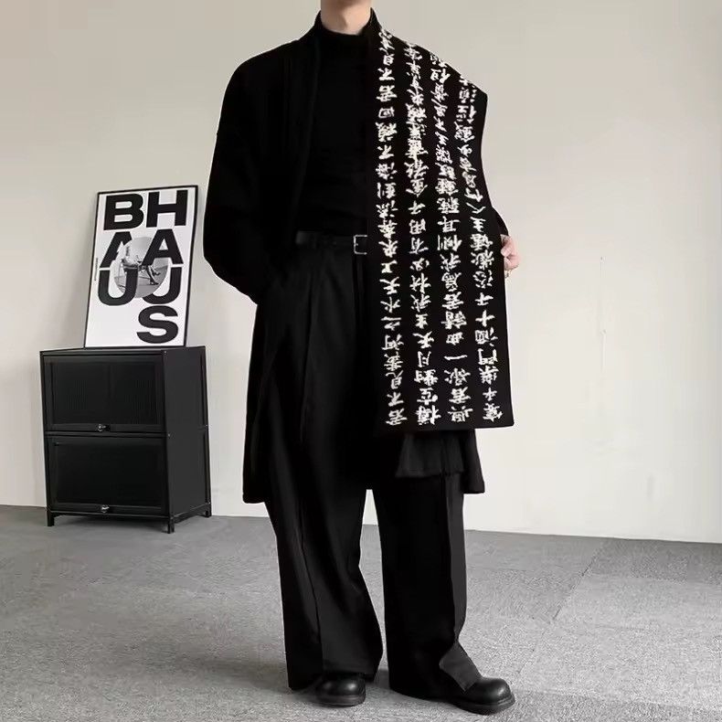 Japanese Brand Black & White Japanese Style Streetwear Scarf Size ONE SIZE - 7 Thumbnail