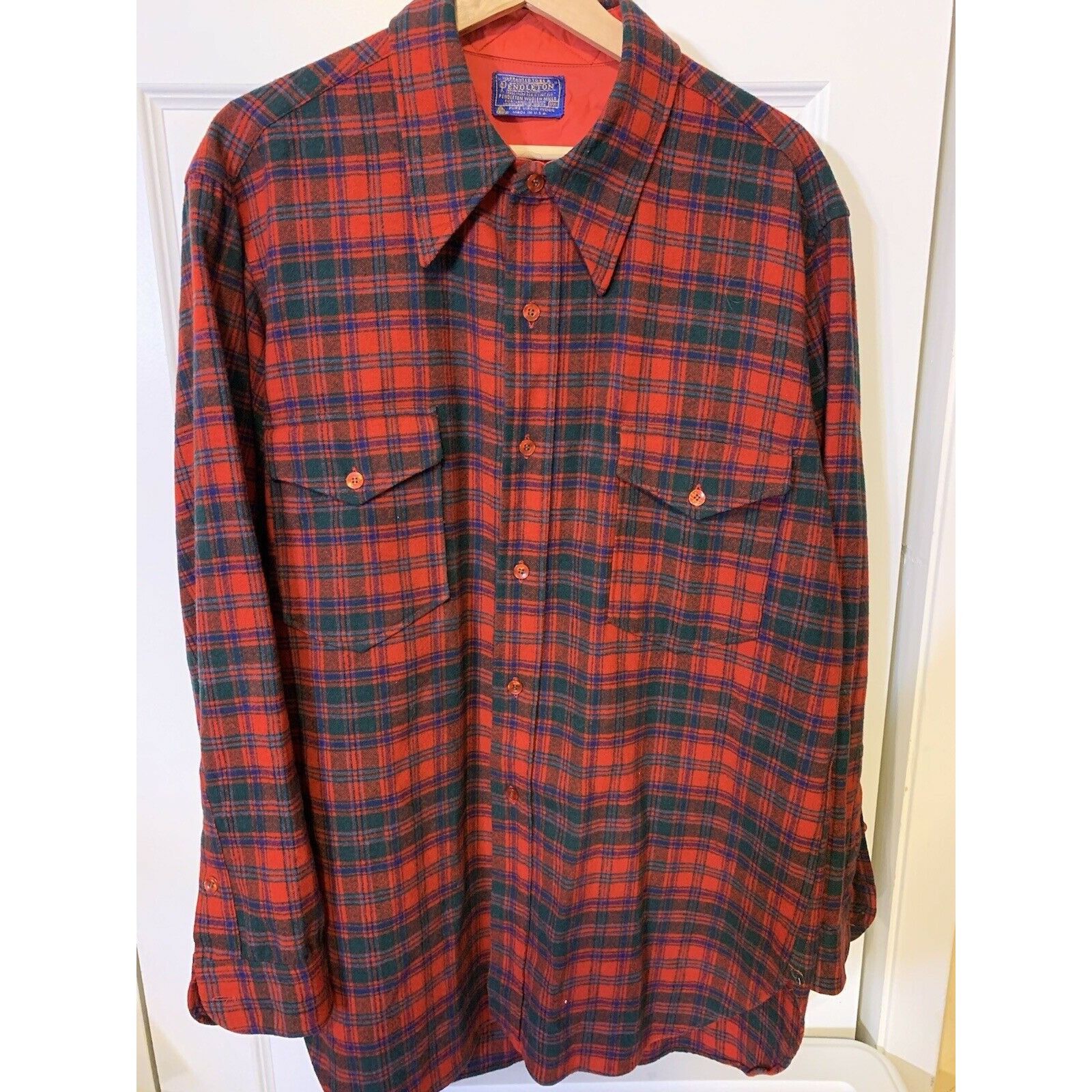 Pendleton Vintage Pendleton Men’s 17 1/2 Red Plaid Virgin Wool Shirt U Size US L / EU 52-54 / 3 - 4 Thumbnail