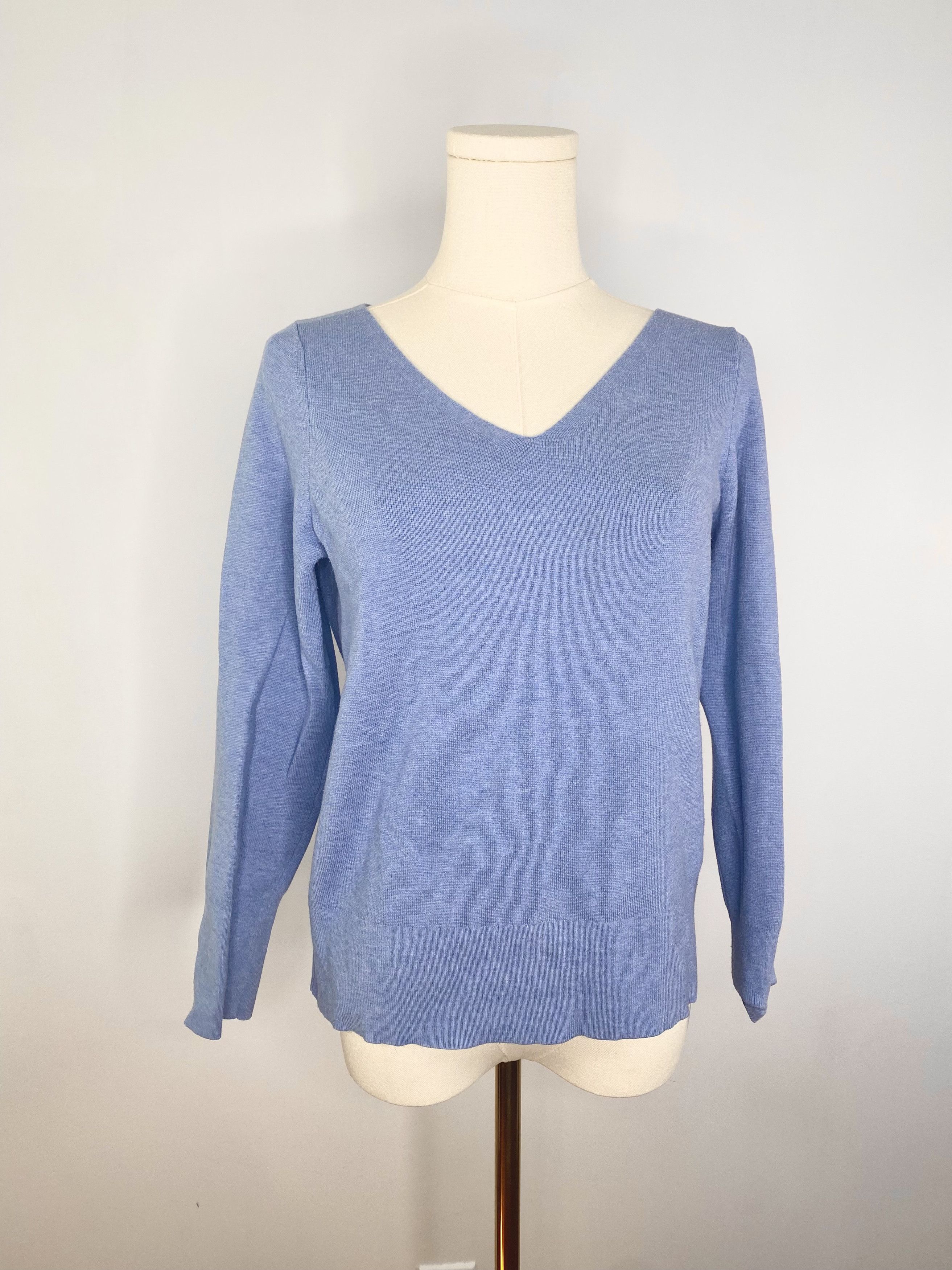 Banana Republic Banana Republic - 100% Cotton blue knit v-neck sweater Size S / US 4 / IT 40 - 3 Thumbnail