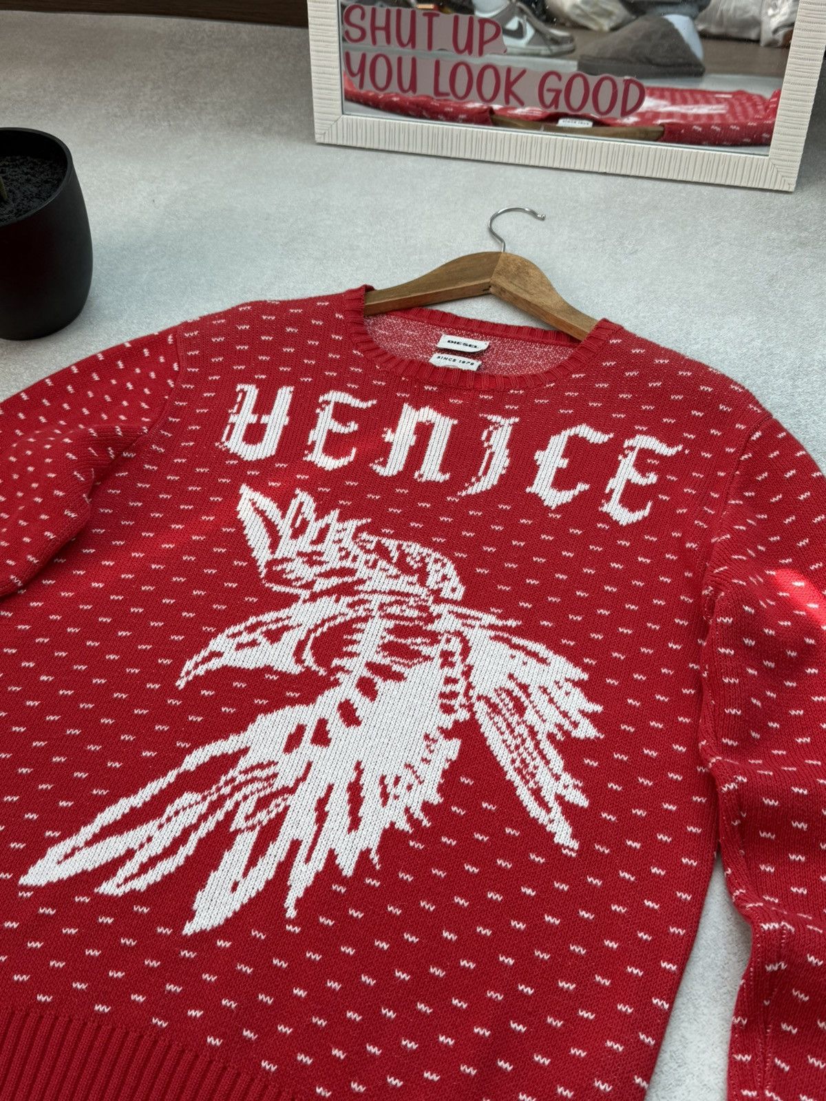 Diesel Diesel Venice Rare Sweater Men’s Pullover Eagle Red White Size US M / EU 48-50 / 2 - 7 Thumbnail