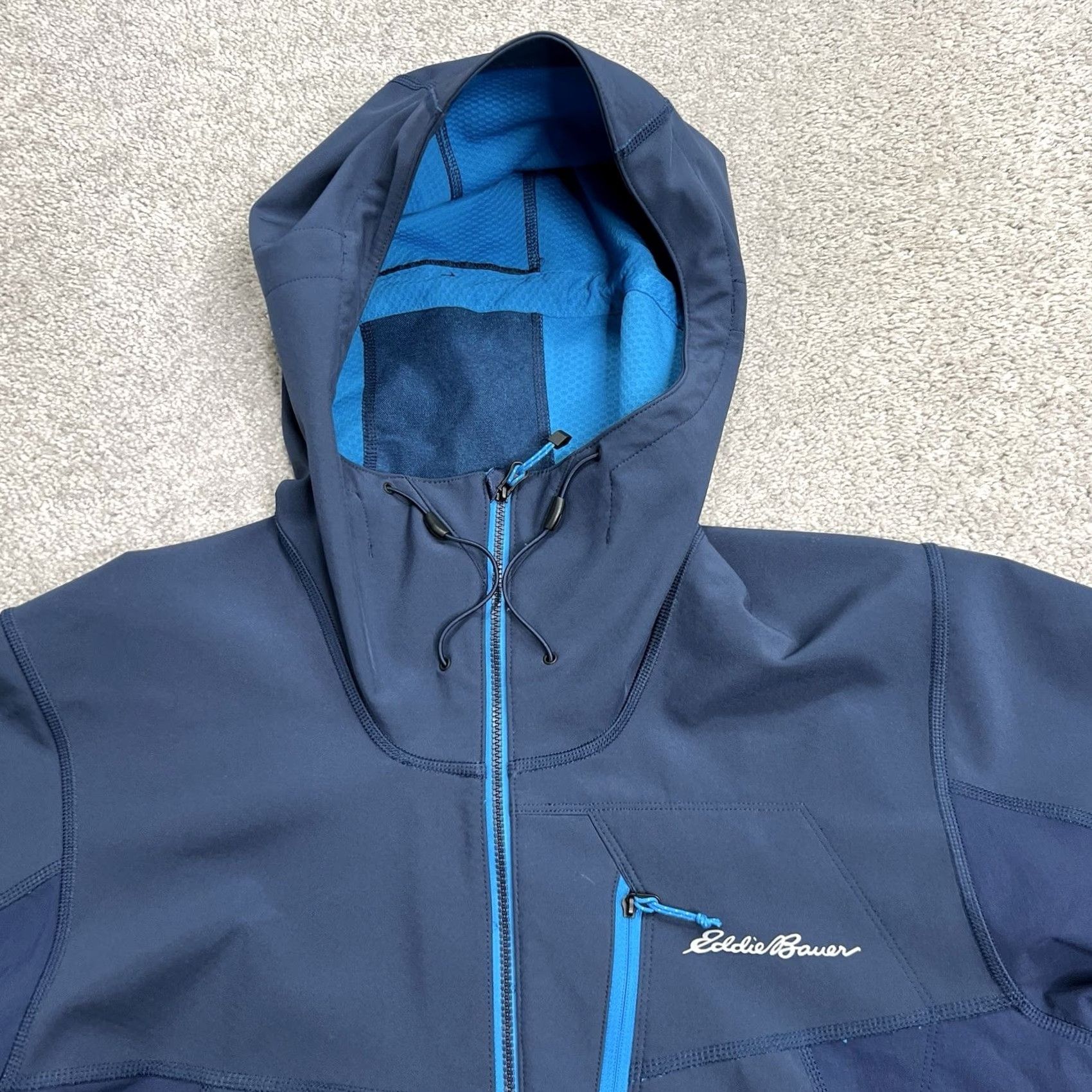 Eddie Bauer Eddie Bauer First Ascent Jacket Mens S Blue Hooded Softshell Windbreaker Stretch (Regular) Size US S / EU 44-46 / 1 - 3 Thumbnail