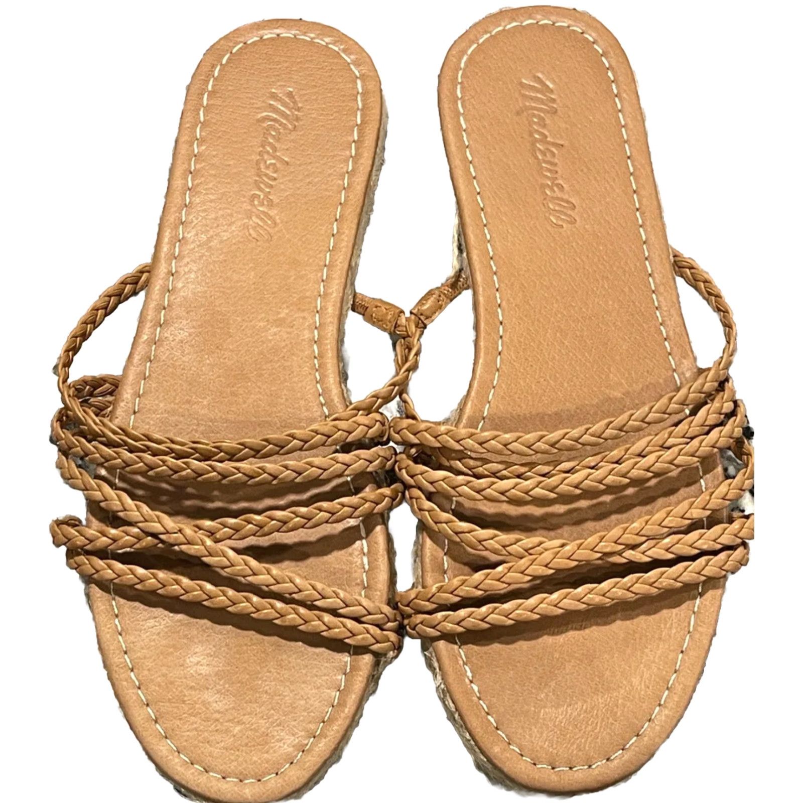 Madewell Madewell The Kathryn Espadrille Slide Sandal Leather SZ 9 Womens Brown Slide Flat Sandal 9 (Espadrille) Size US 9 / IT 39 - 4 Thumbnail