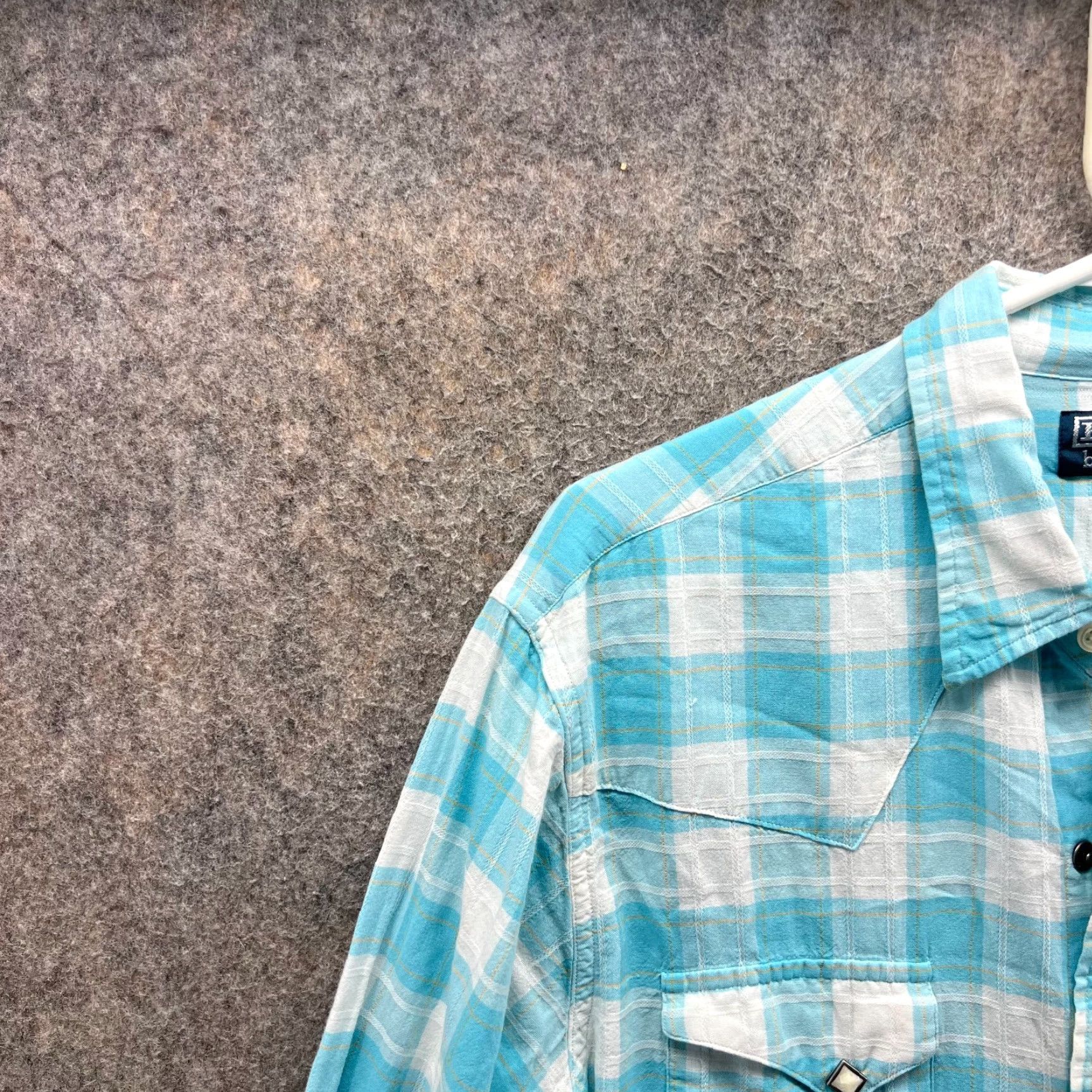 Polo Ralph Lauren VINTAGE Polo Ralph Lauren Shirt Mens Large Blue Pearl Snap Check Western Cowboy Linen Size US L / EU 52-54 / 3 - 3 Thumbnail