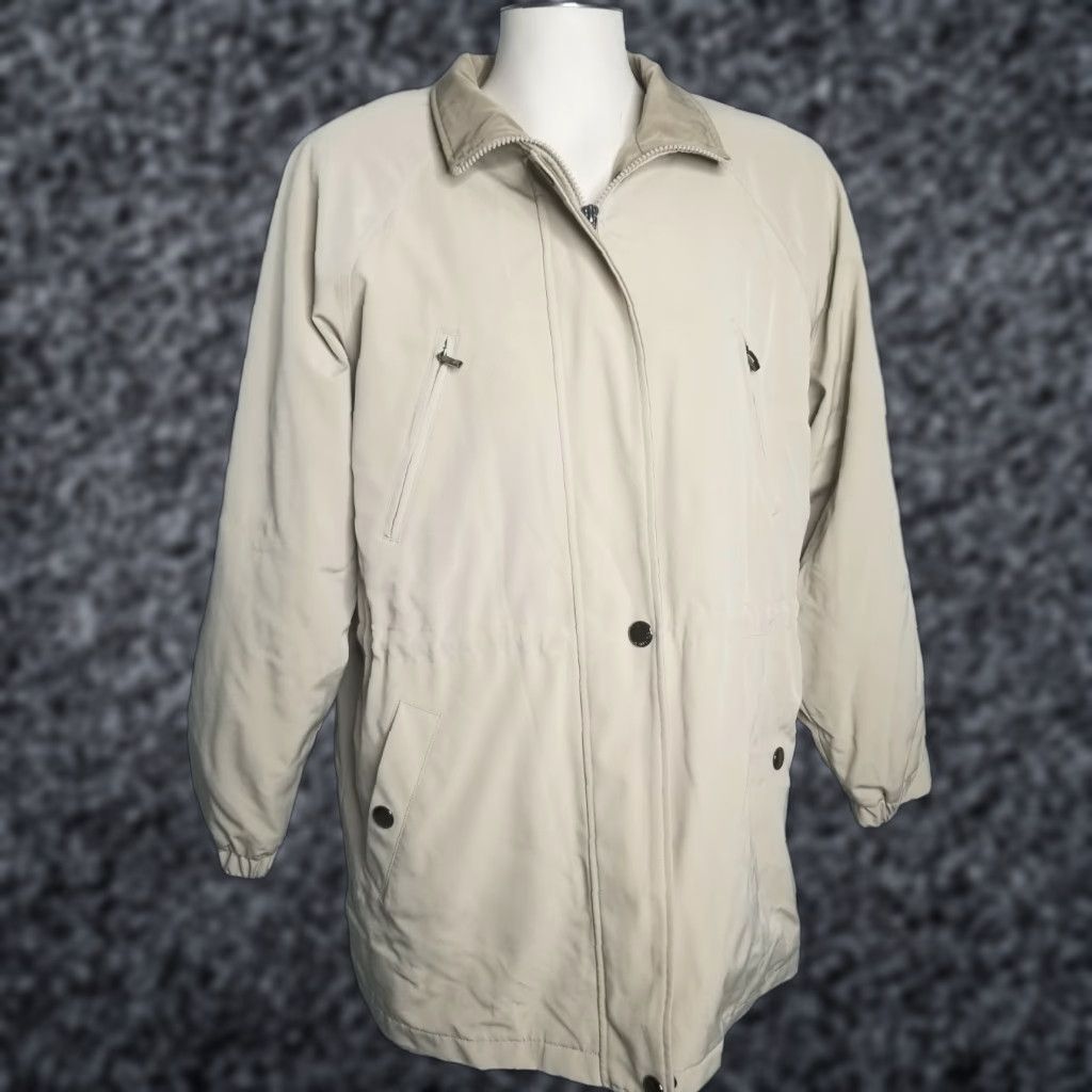 Nautica Nautica Jacket Womens L Beige Tan Body Warmer Coat Zip Out Interior Waterproof Lined All Seasons Hip Length Size L / US 10 / IT 46 - 1 Thumbnail