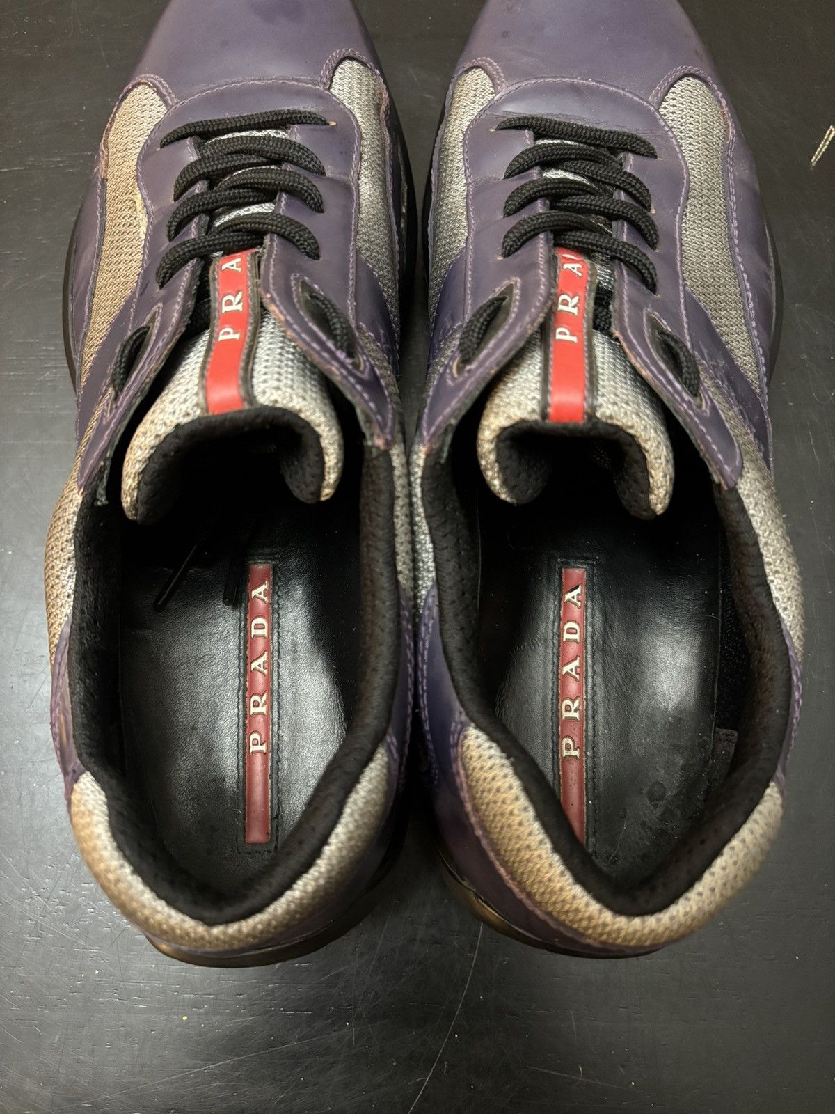 Prada Prada America’s Cup Retro Patent Leather Sneaker Purple Grey Size US 8.5 / EU 41-42 - 7 Thumbnail
