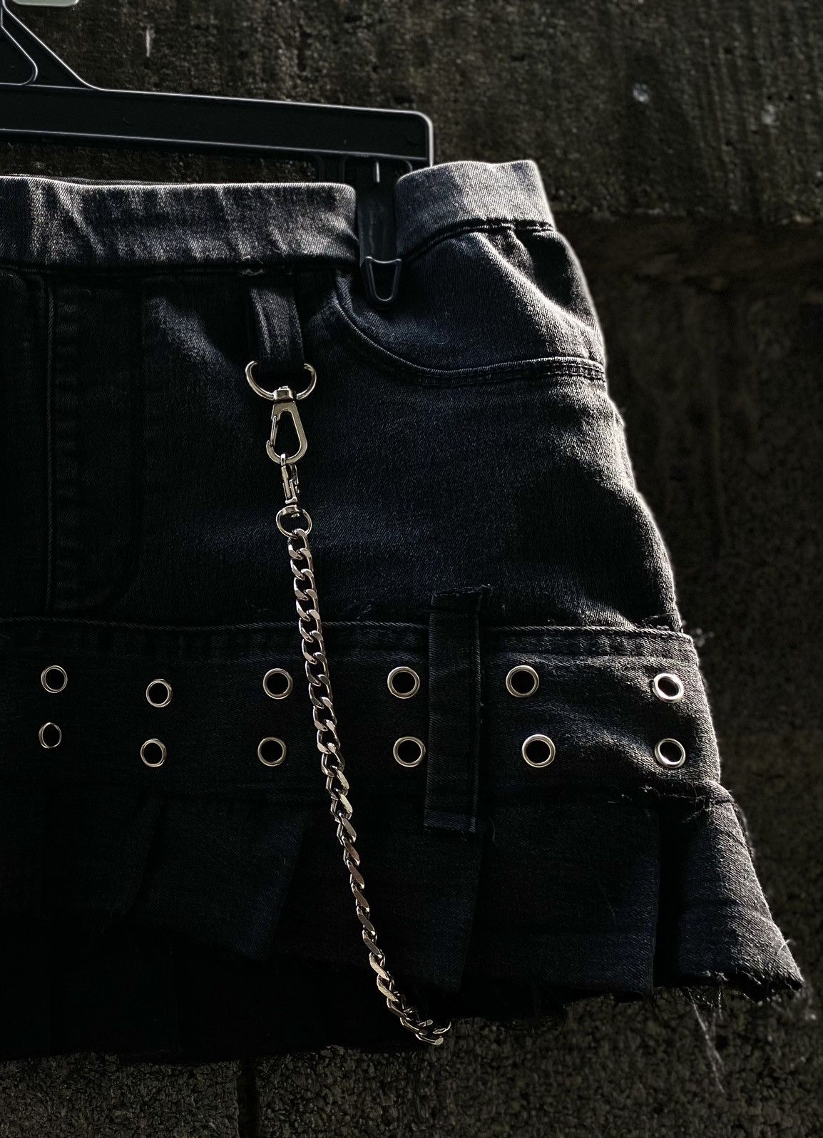 Other × Vintage Custom soft denim skirt, punk style, black, size 8 Size 30" / US 8 / IT 44 - 4 Thumbnail