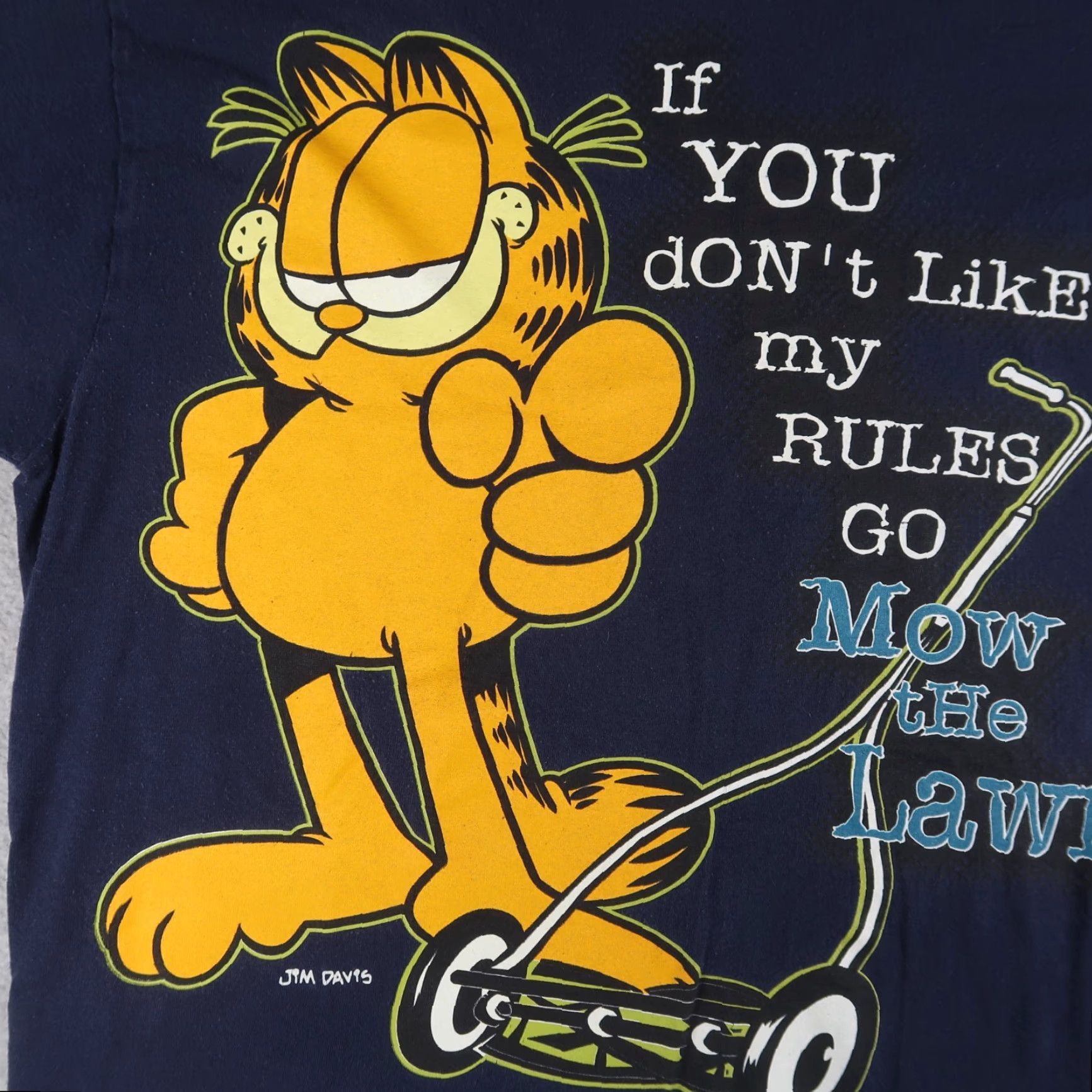 Vintage VINTAGE Garfield Mow The Lawn Shirt L Blue 90s Cartoon TV Mens Large Shirt (Groovy) Size US L / EU 52-54 / 3 - 4 Thumbnail