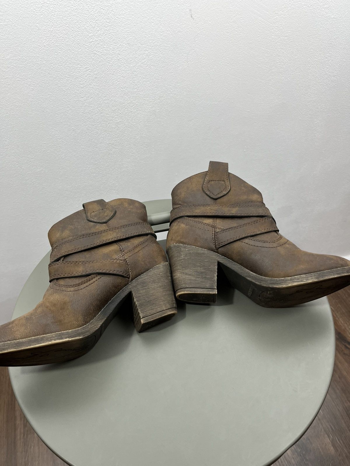 Other Brown Western Ankle Boots Buckle Strap Distressed Heel US5.5 Size US 5.5 / IT 35.5 - 9 Thumbnail