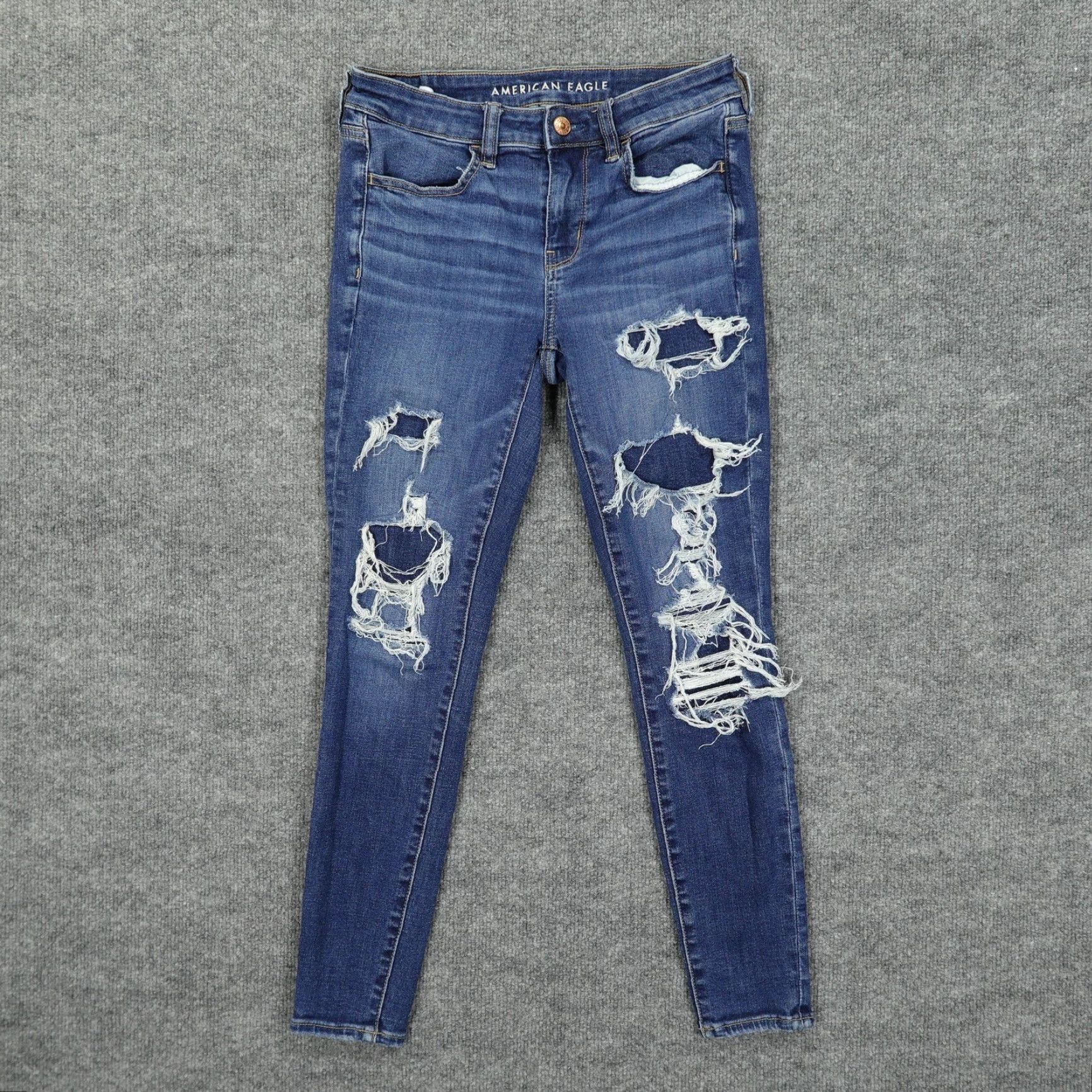 American Eagle Outfitters American Eagle Jeans Womens 4 Short Blue Jegging Next Level Stretch Distressed Size 27" / US 4 / IT 40 - 2 Thumbnail