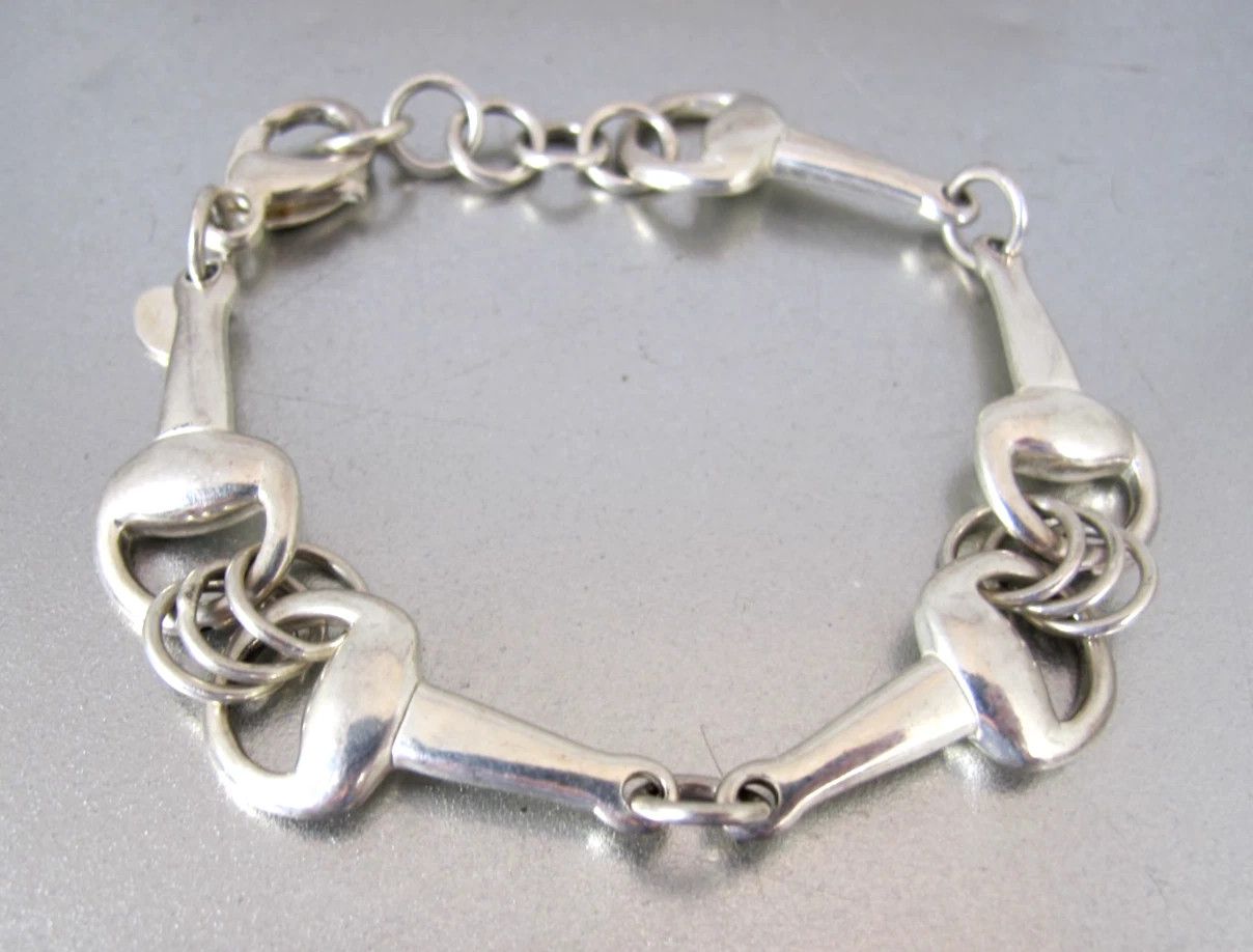 Jewelry Sterling Silver Bracelet Equestrian Horsebit Snaffle 8" Size ONE SIZE - 5 Thumbnail