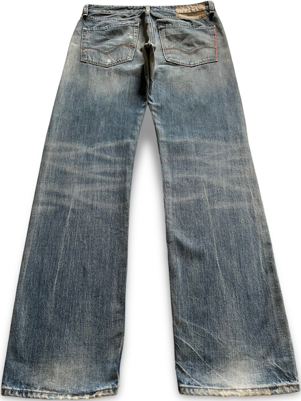 Replay Vintage Replay Selvedge Faded Wash Distressed Loose Jeans Size US 33 - 3 Thumbnail