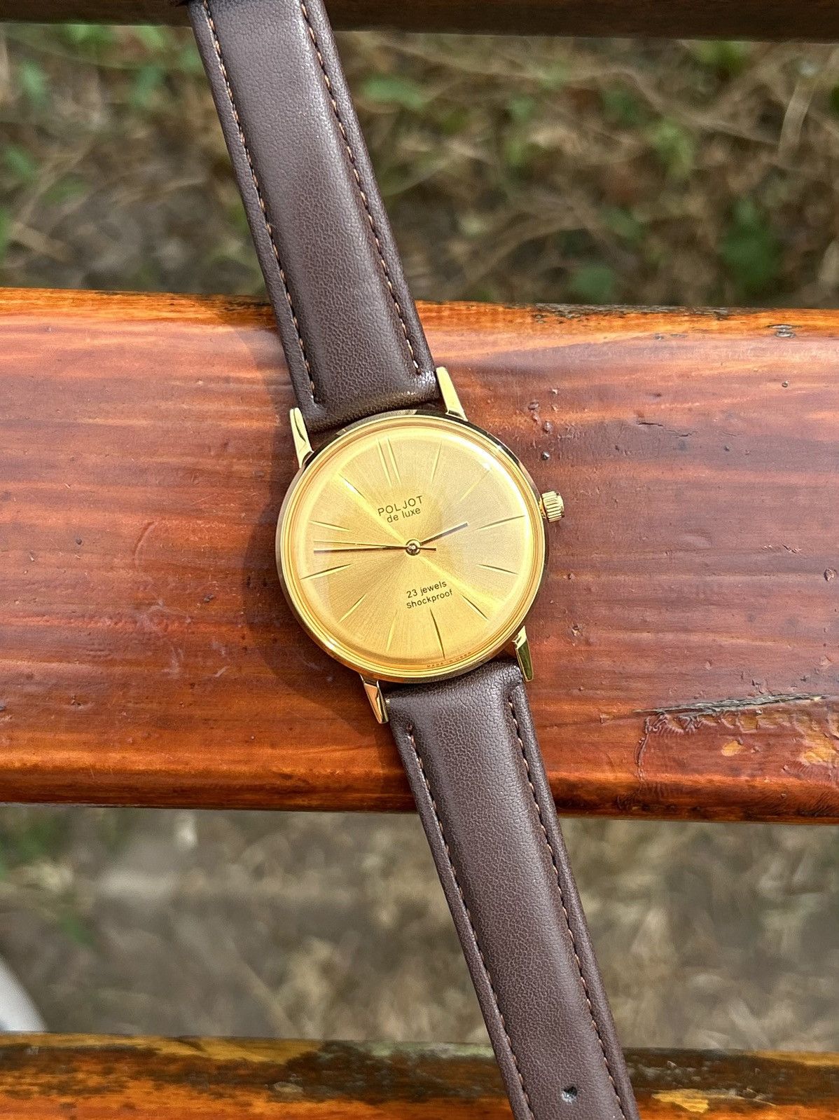 Vintage Vintage Watch Poljot De Luxe Gold USSR Mechanical 1980s Size ONE SIZE - 20 Thumbnail