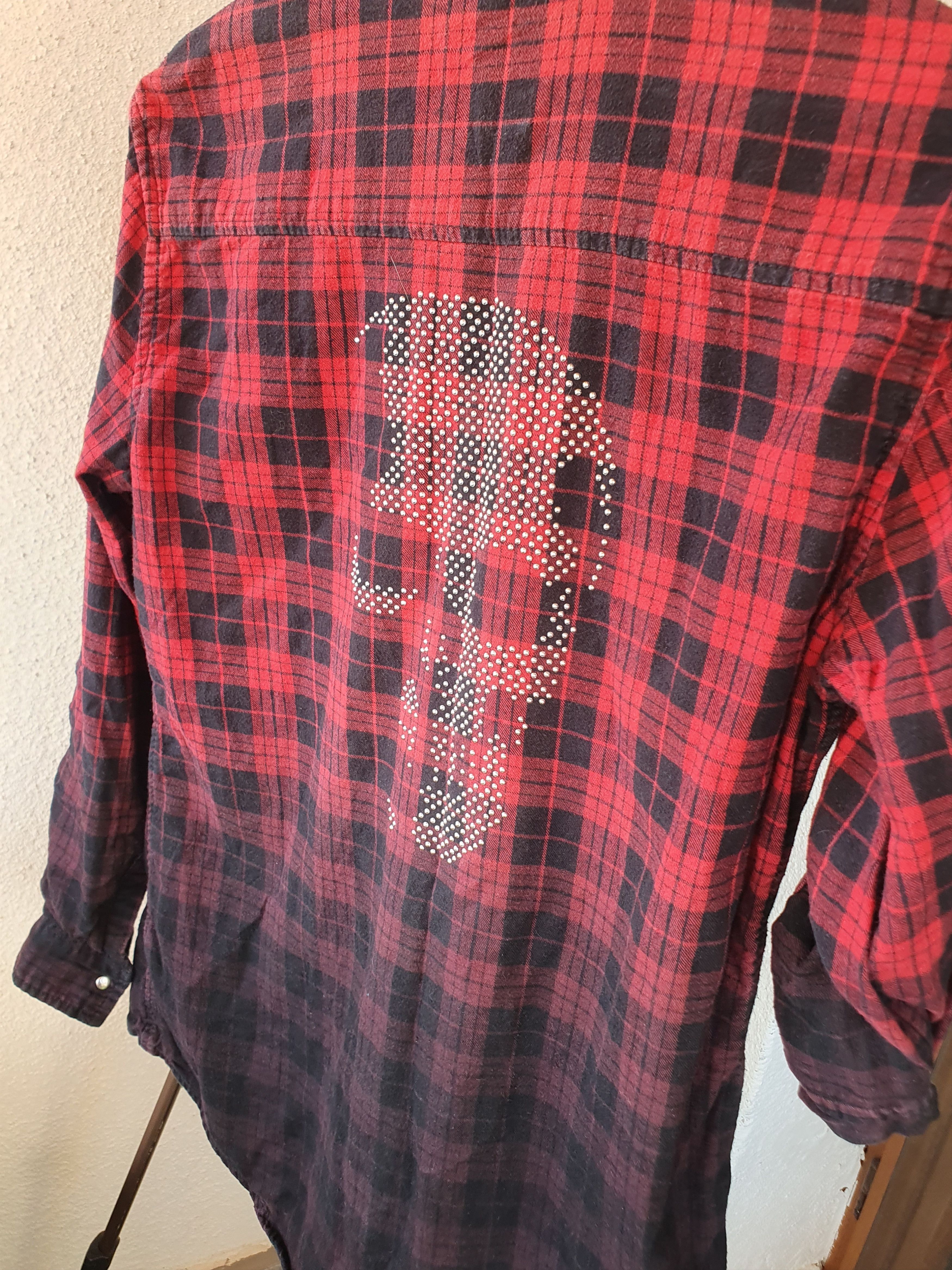 Other Rock Rebel by EMP Plaid Shirt Rhinestone Scull on back L Size L / US 10 / IT 46 - 10 Thumbnail
