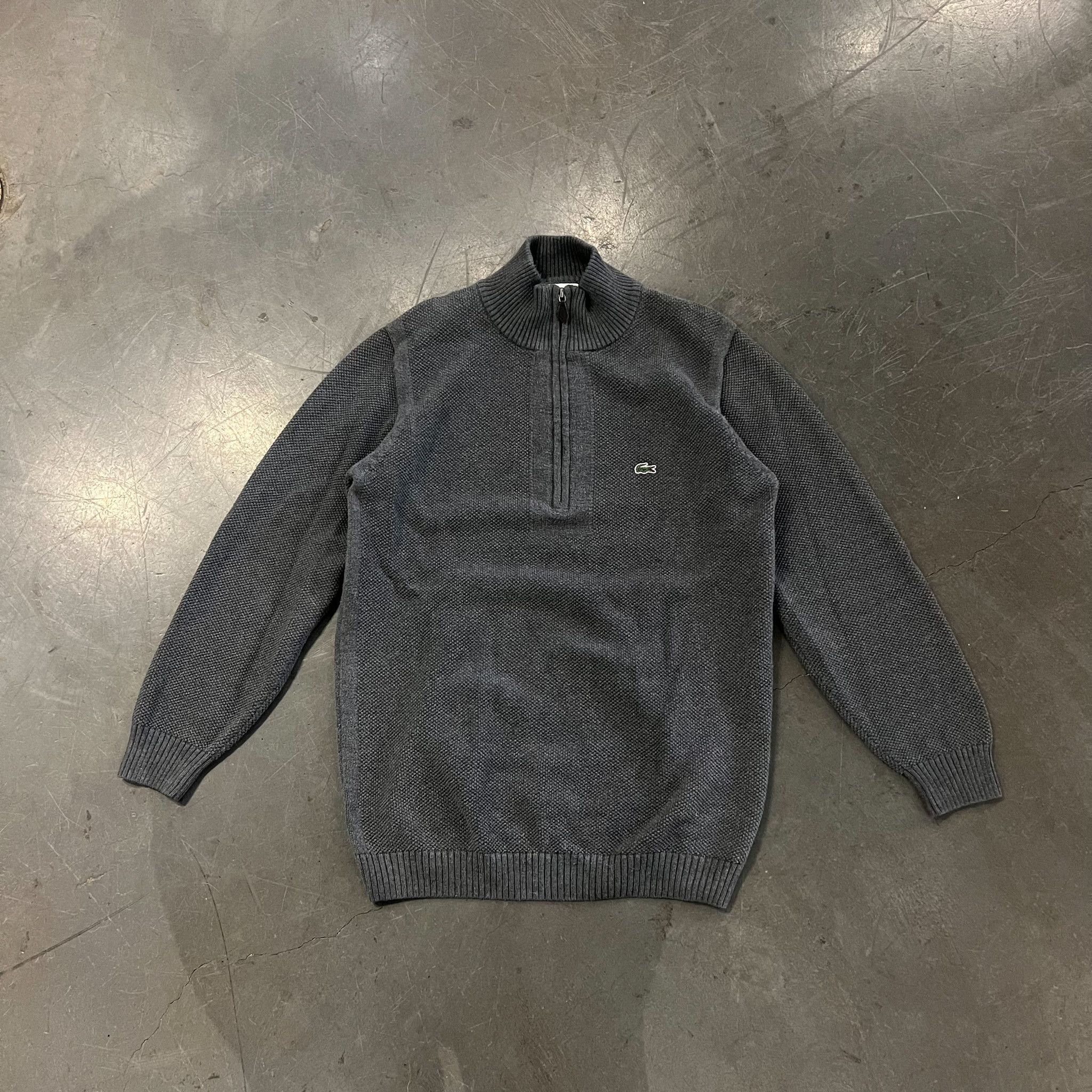 Lacoste Lacoste Knit Quarter Zip Grey • Size 5 (large) Size US L / EU 52-54 / 3 - 4 Thumbnail