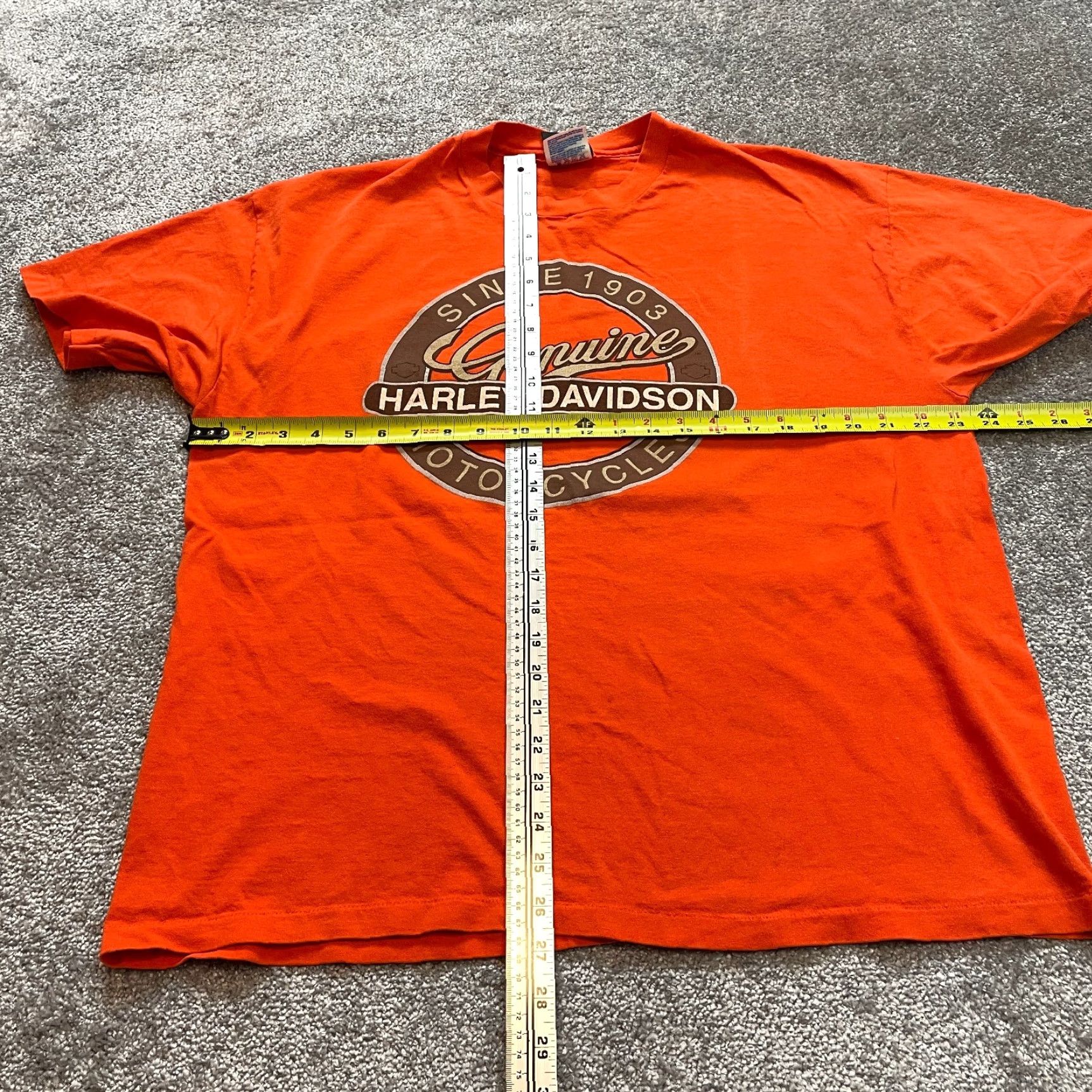 Harley Davidson Harley-Davidson Shirt Adult XL 46-48 Orange Crew Neck Tee Men Biker Hanes Beefy-T Size US XL / EU 56 / 4 - 7 Thumbnail