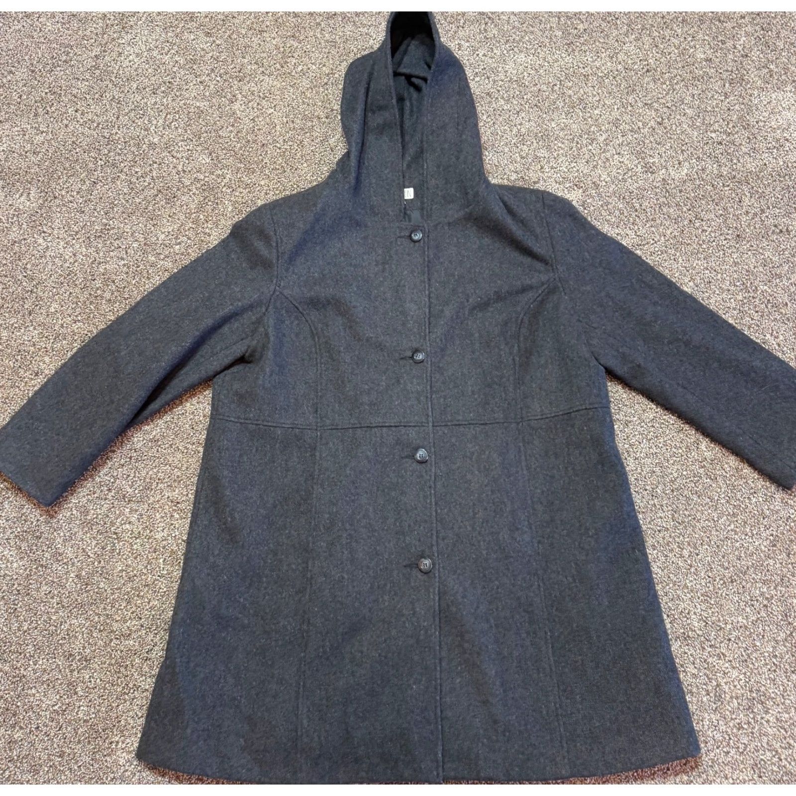 Vintage Julia Klein Womens Coat Pea Wool Jacket 22W Gray Button Casual Winter Plus 22W Womens Coat Size 3XL / US 20-22 - 2 Thumbnail