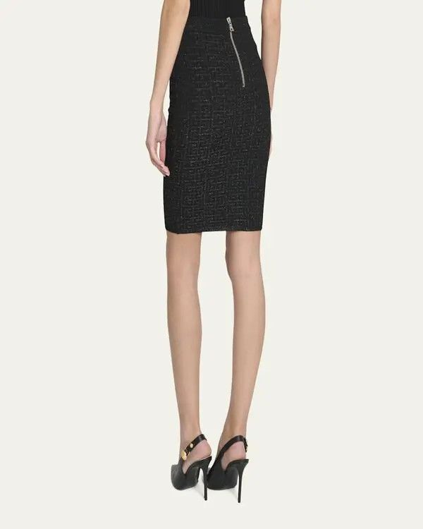 Balmain o1s1wg110825 Viscose Midi Skirt in Black Size 26" / US 2 / IT 38 - 6 Thumbnail