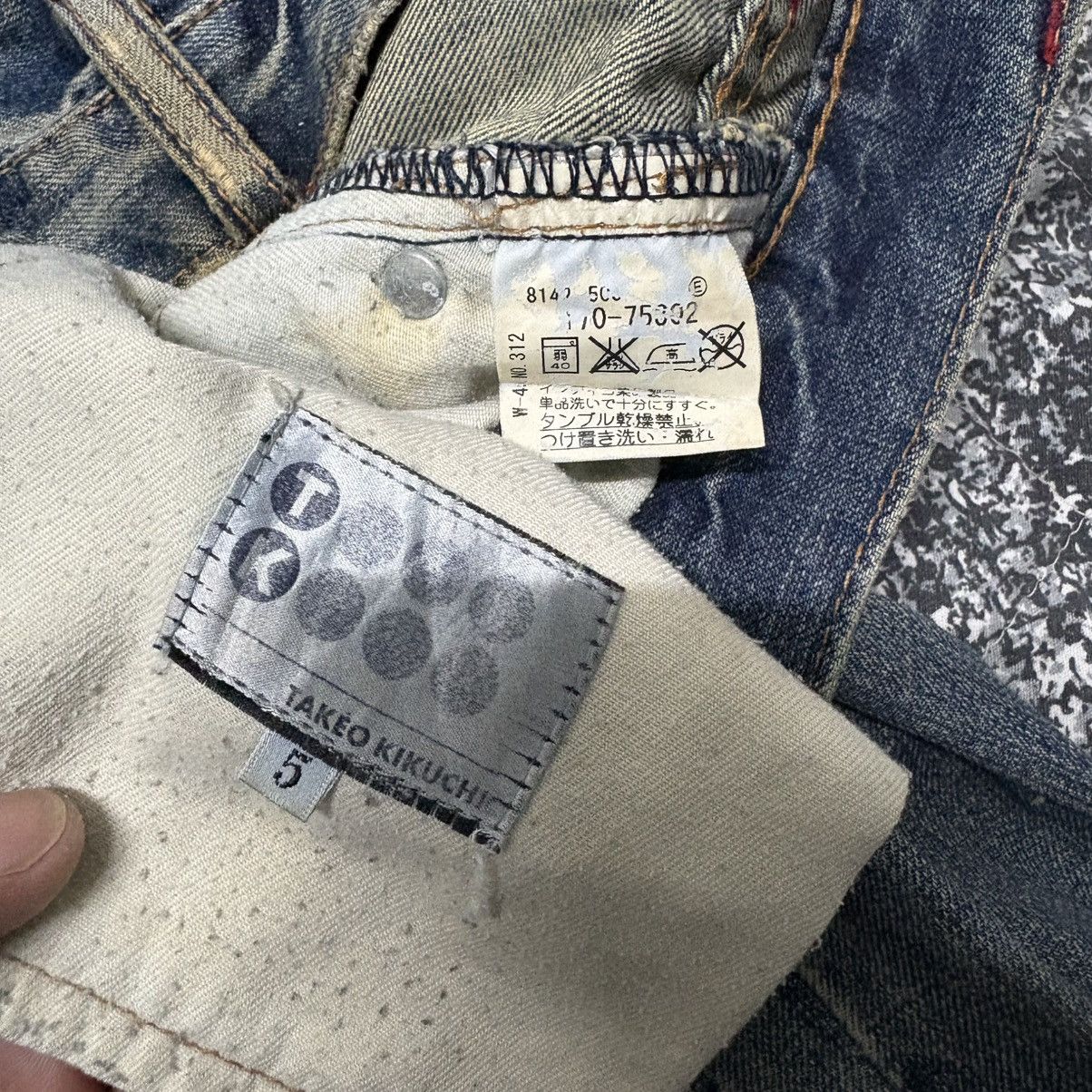 Japanese Brand × Takeo Kikuchi 🔴 Vintage Takeo Kikuchi Patchwork Distressed Denim Jeans 🔴 Size US 36 / EU 52 - 8 Thumbnail
