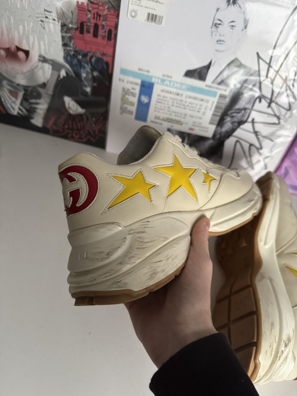Gucci Gucci Rhyton Star Leather Sneakers Cream Yellow Luxury Size US 8.5 / EU 41-42 - 9 Thumbnail