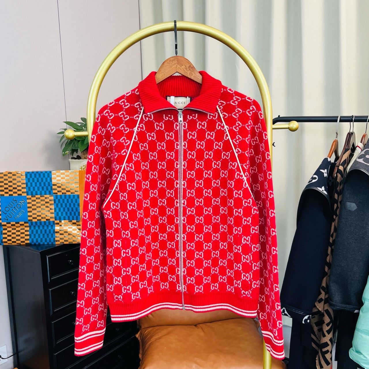 Gucci Gucci Red full-print tweed coat 2501-Nextarrow Size US XS / EU 42 / 0 - 1 Thumbnail