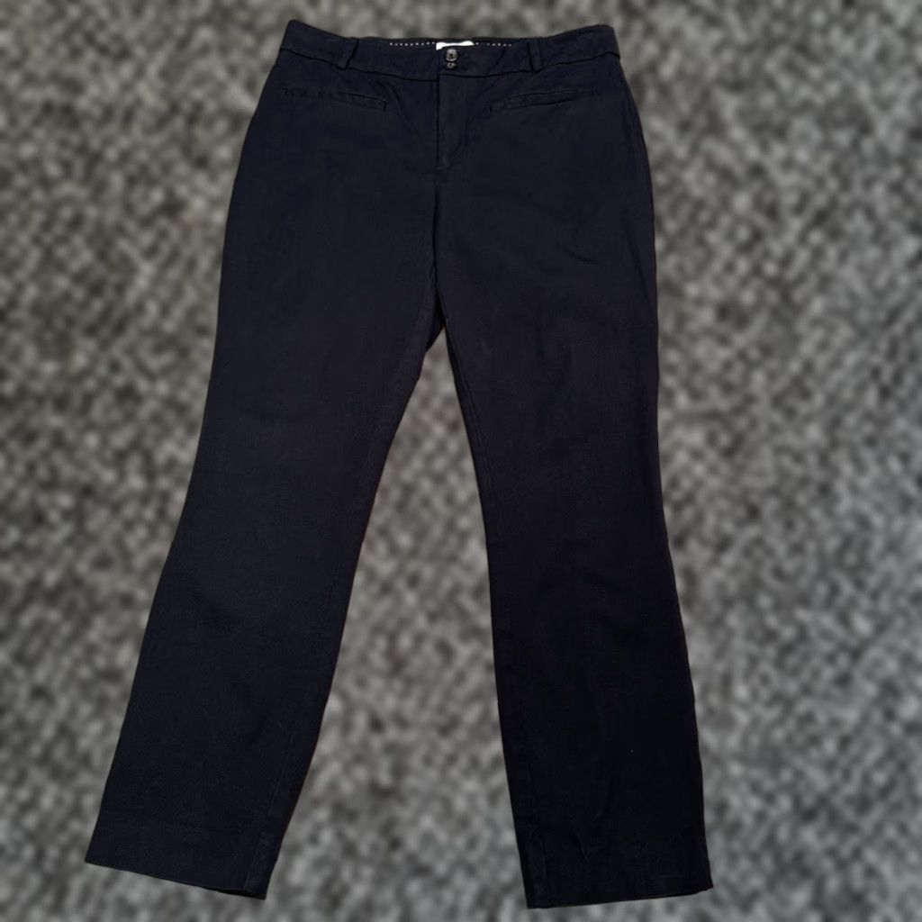 Anthropologie Anthropologie Slim Pants Womens 10 Black Mid Rise Stretch Ankle Straight Flat Front City Preppy Womens Size 32" / US 10 / IT 46 - 1 Thumbnail