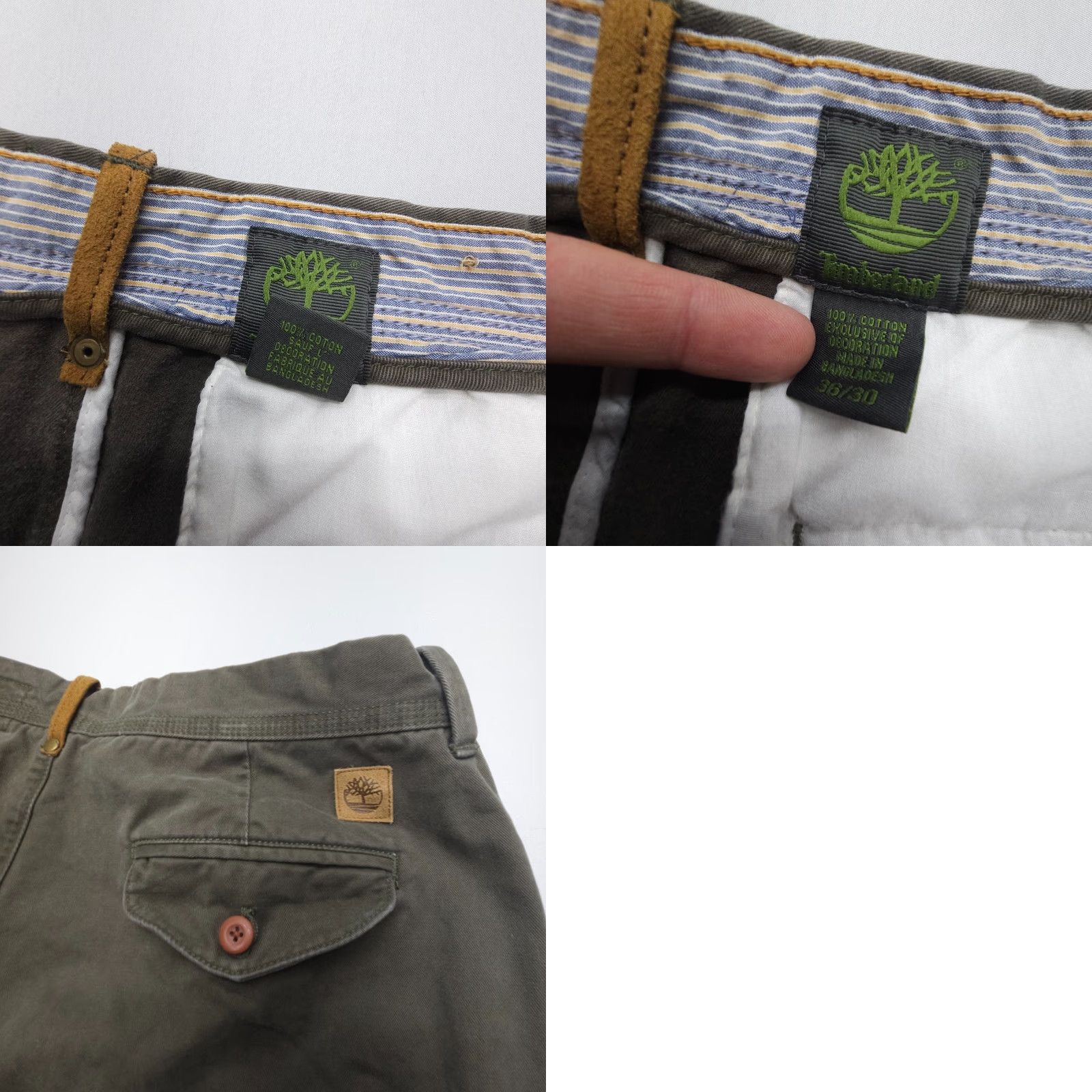 Timberland Timberland Pants Chino Mens 36x30 Green Heavy Cotton Twill Workwear Straight 5-Pocket Regular Front Flat Size US 36 / EU 52 - 8 Thumbnail