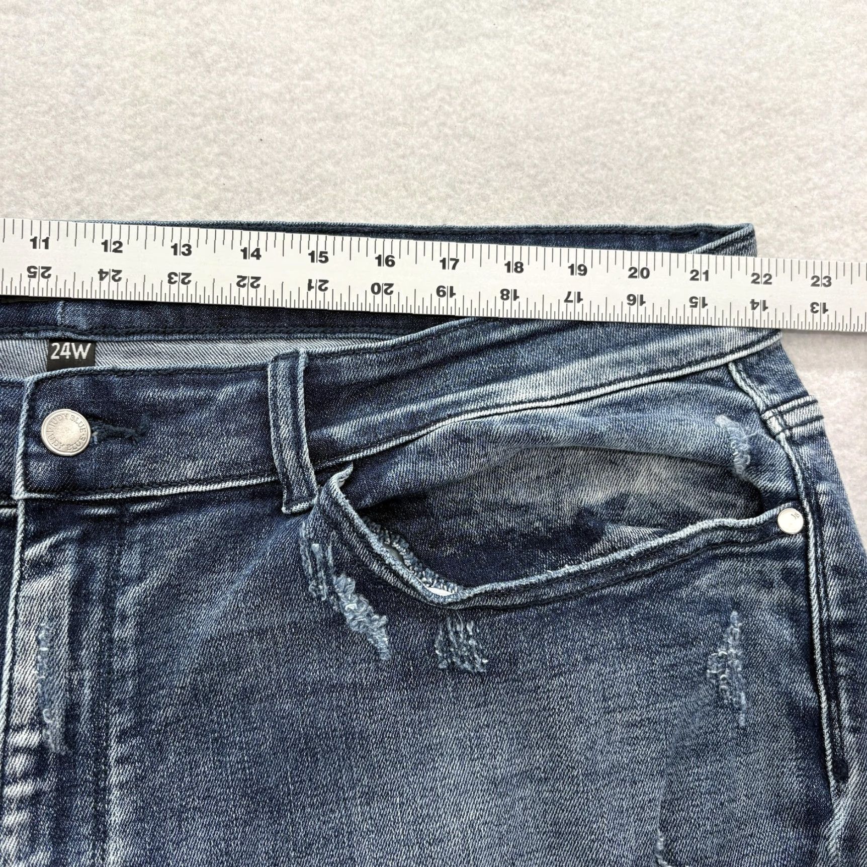 Denime Judy Blue Jeans Womens 24W Blue Boyfriend Fit Distressed Ripped Stretch Denim Jeans Size 42" / US 20 - 7 Thumbnail